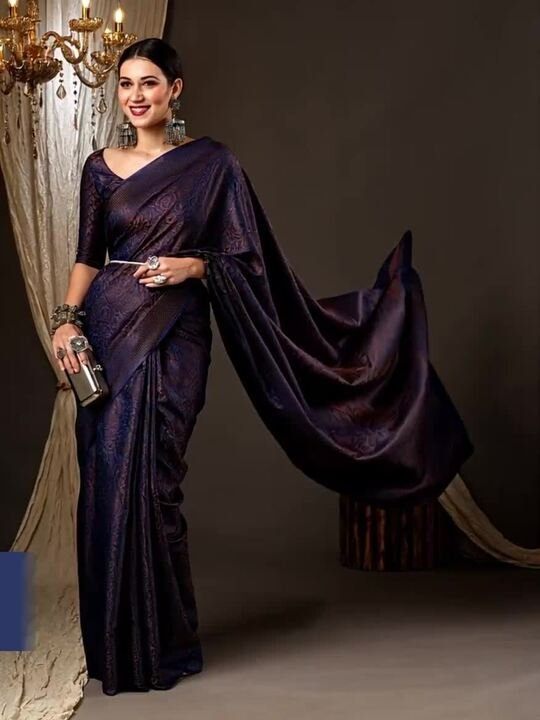 Navy Blue & Gold Elegance – Banarasi Zari Silk Saree - photo 3
