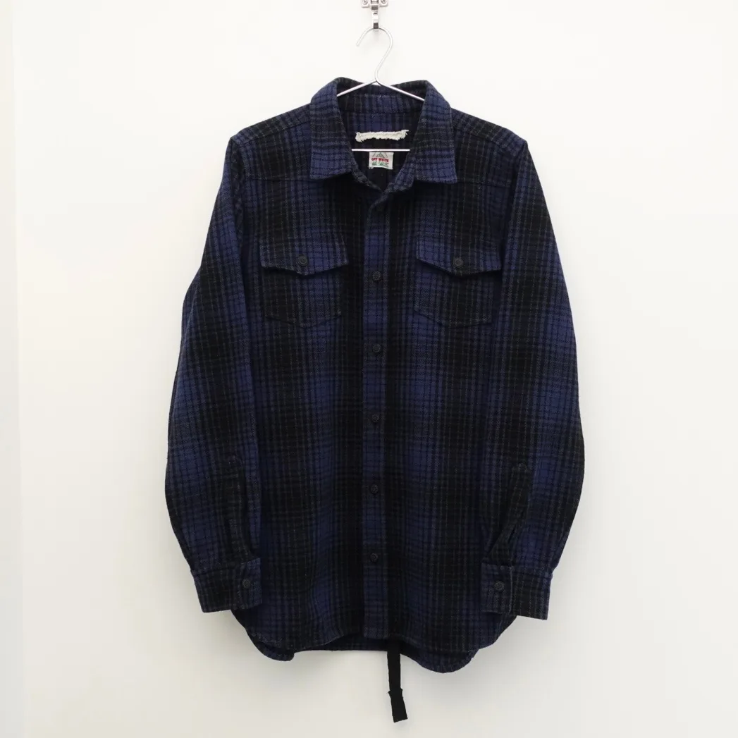Off-White Virgil Abloh Diagonal Navy Wool Flannel Shirt Jacket image indicator(2)
