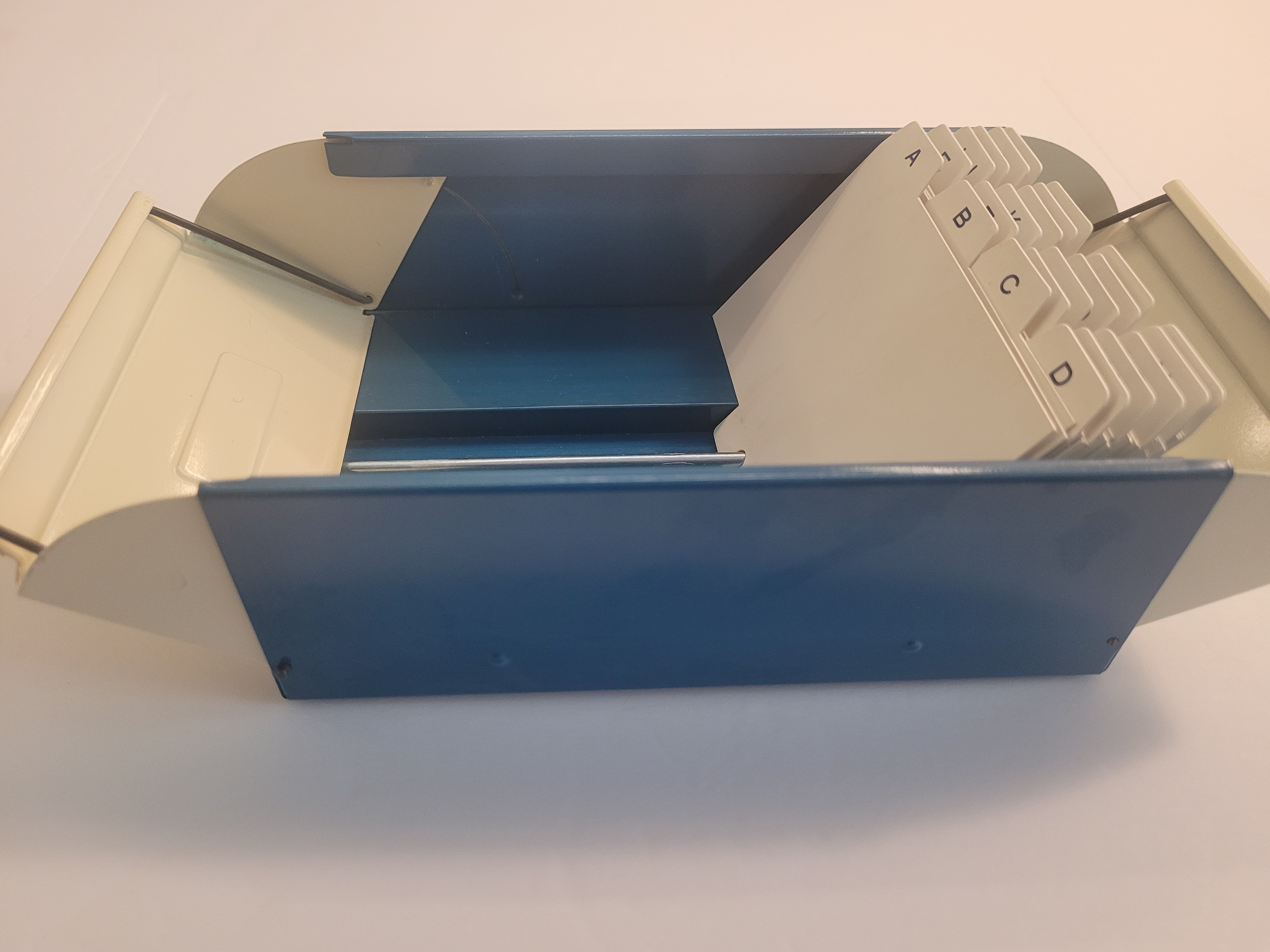 Vintage Blue/White Metal Business Cards Holder with Index Cards - photo 3