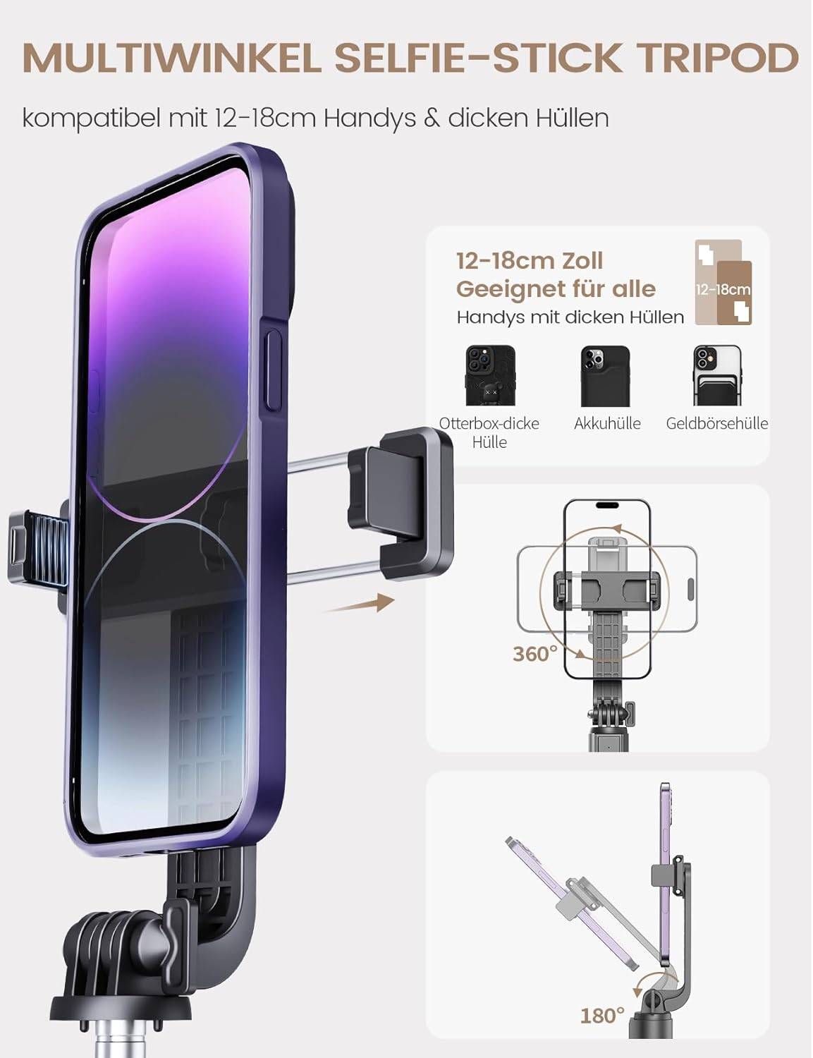 Portable Selfie Stick Tripod for 4-7" Cell Phones w/ remote - photo 2