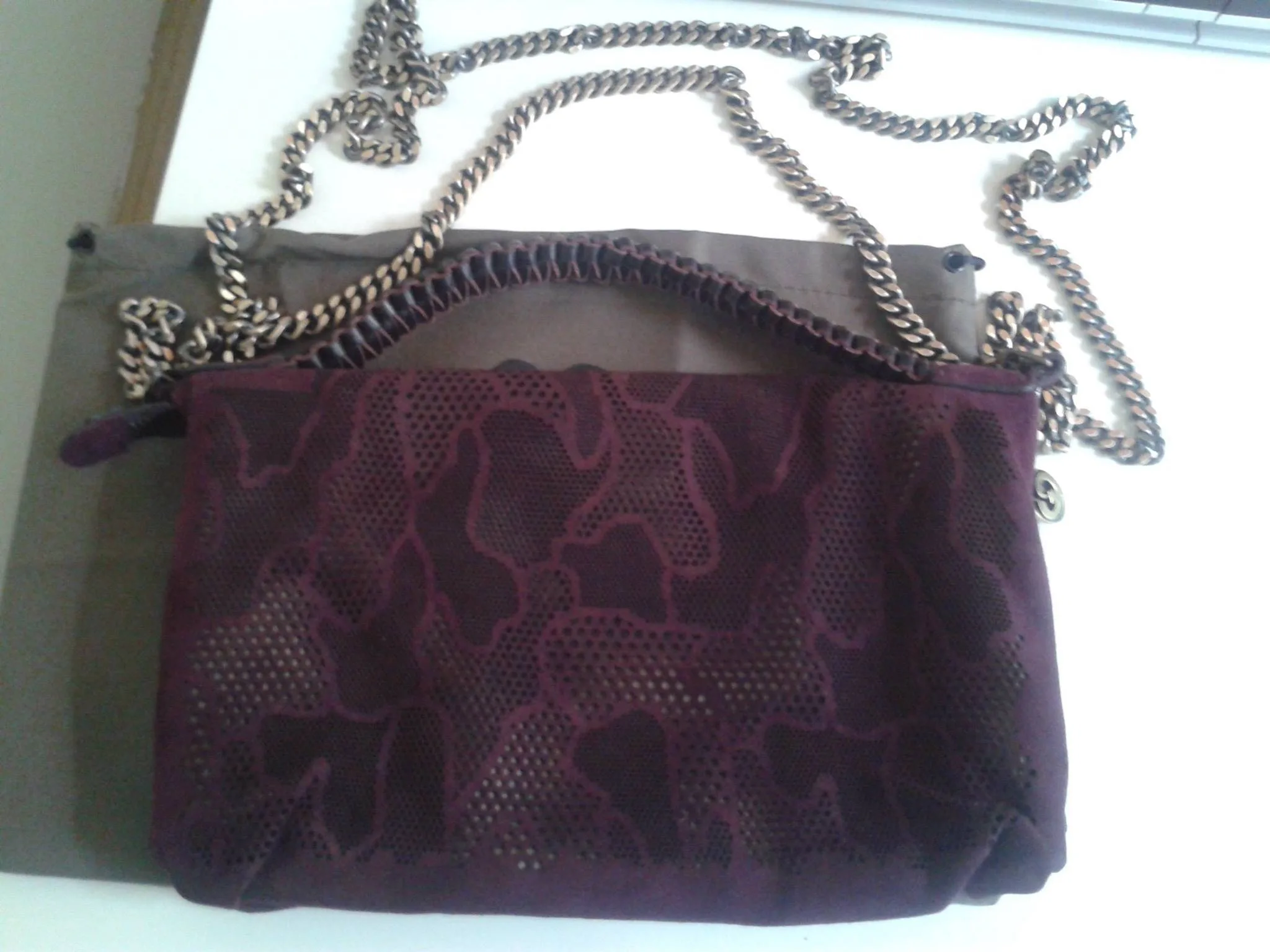 Nada Sawaya Clutch  - Plum/Burgundy Suede Leather Laser Cut. thumbnail