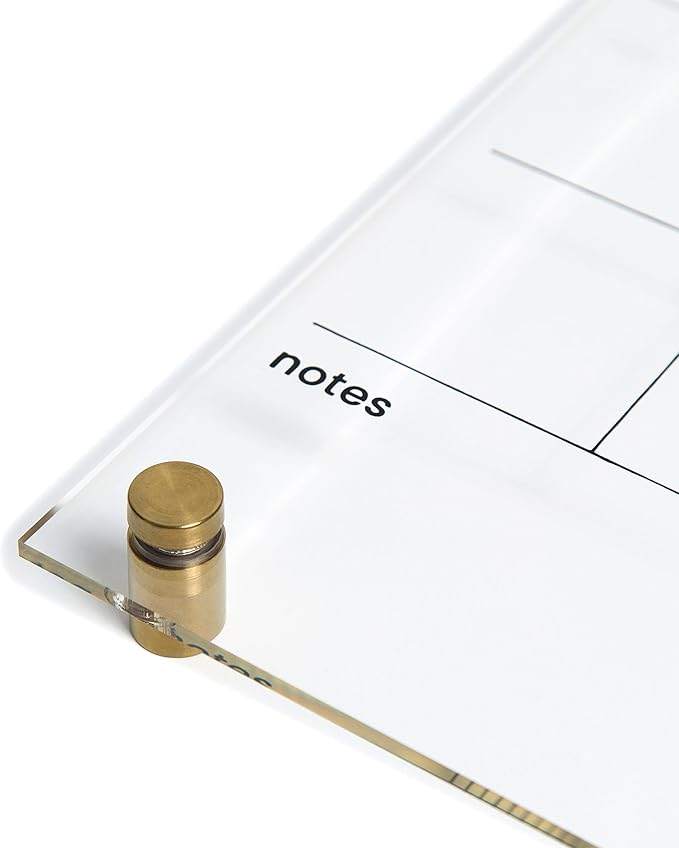 Wall-Mounted Acrylic & Gold Accent, Calendar Whiteboard