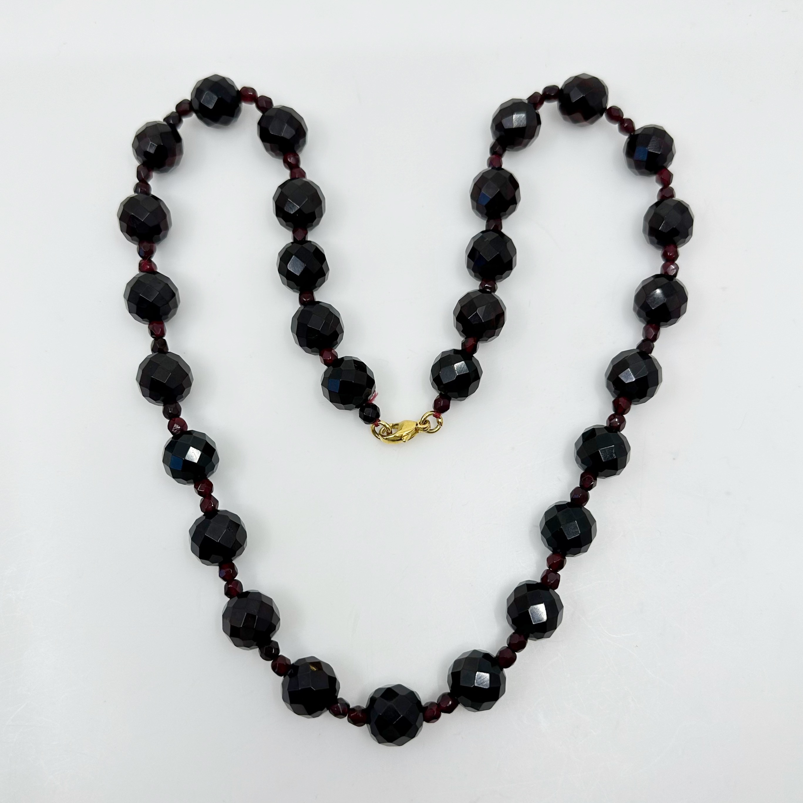 Vintage Gold tone lucite cherry amber bead necklace - GM345 - photo 4