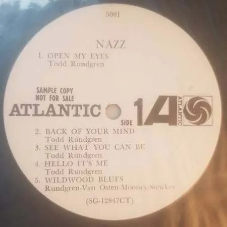 RARE 1968 Atlantic White-Label Mono Promo – Todd Rundgren / Nazz image indicator(2)