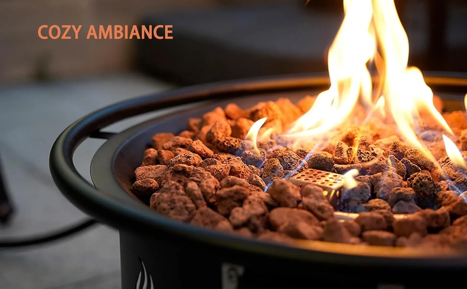 🔥 22" Portable Propane Fire Pit with Hose & Lava Rocks image indicator(5)