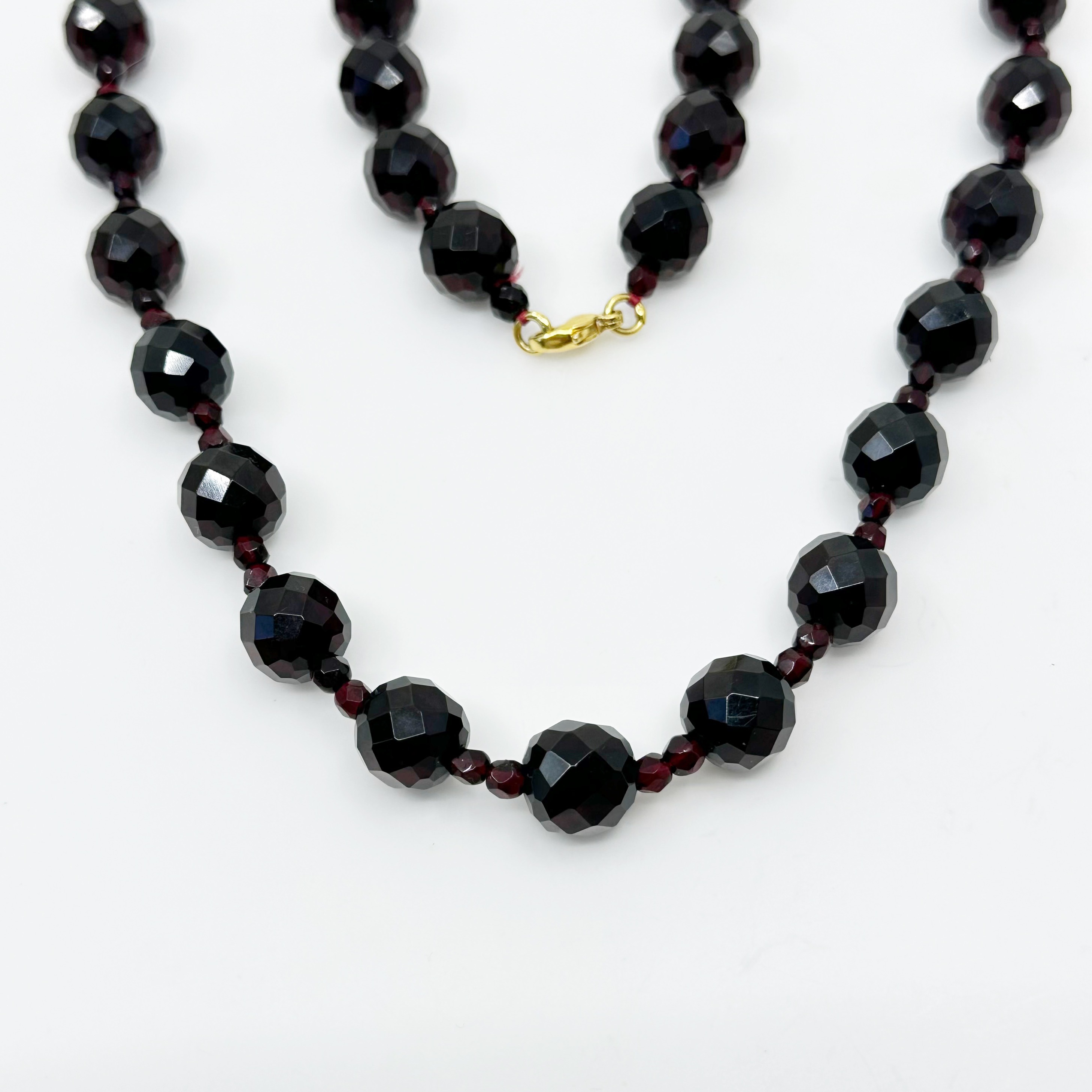 Vintage Gold tone lucite cherry amber bead necklace - GM345 - photo 5