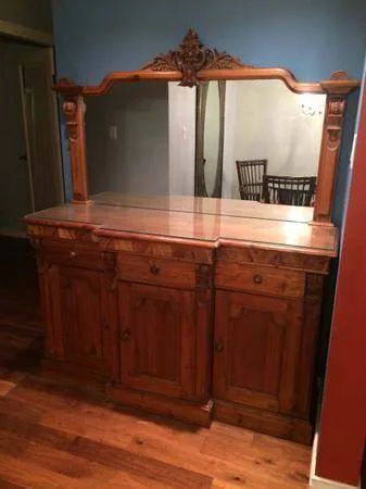 Victorian Antique Carved Buffet Sideboard +Mirror Museum Quality thumbnail