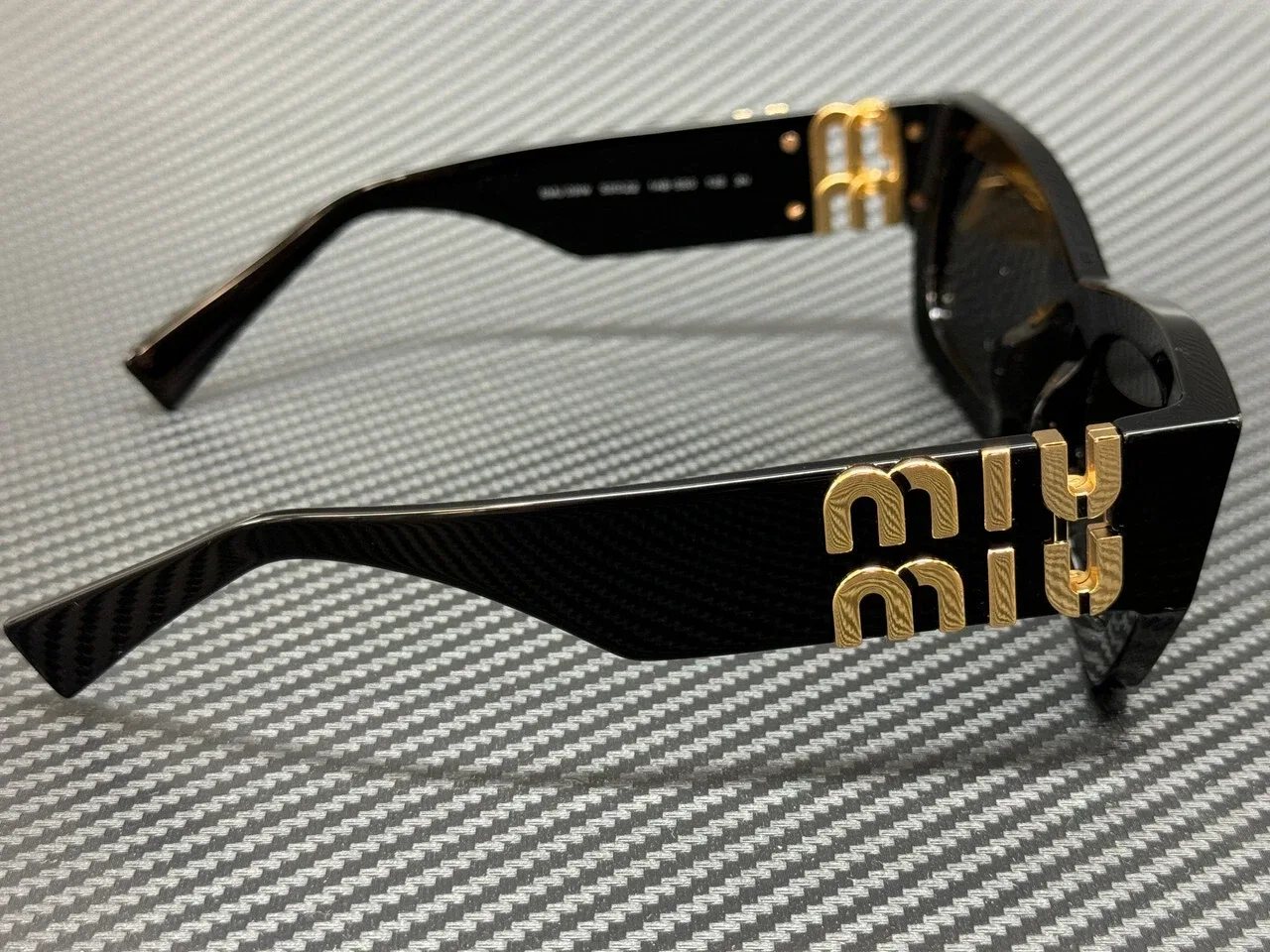 Miu Miu 09WS 1AB5S0 Black Gold Cat-Eye Women’s Sunglasses 53mm image indicator(5)