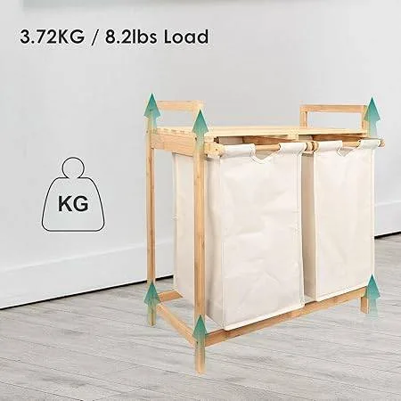 Bamboo Laundry Hamper Sorter Basket image indicator(4)