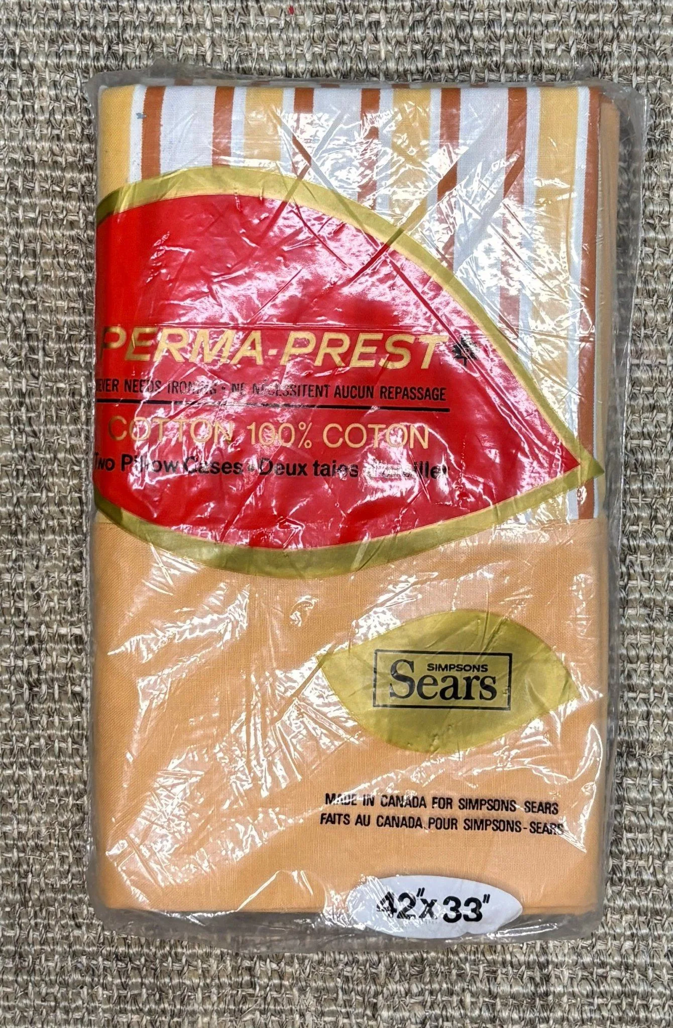Simpsons Sears Canada Orange Stripe Cotton Queen Pillowcases image indicator(3)