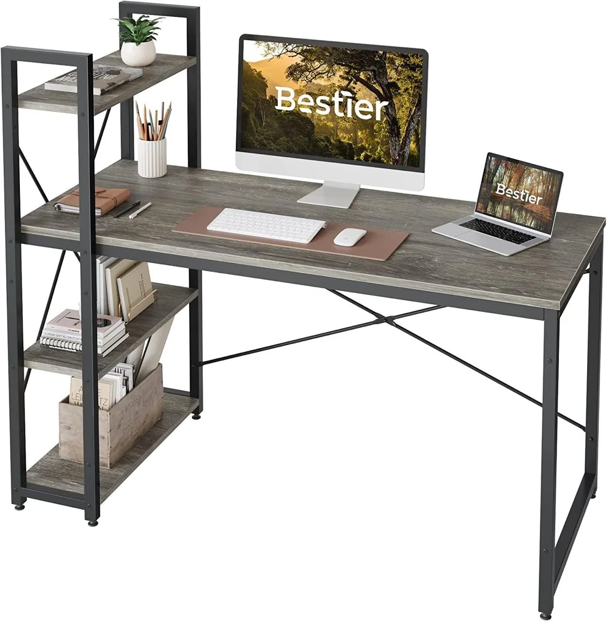 Desk with Storage Shelves 47"inch grey $40 thumbnail