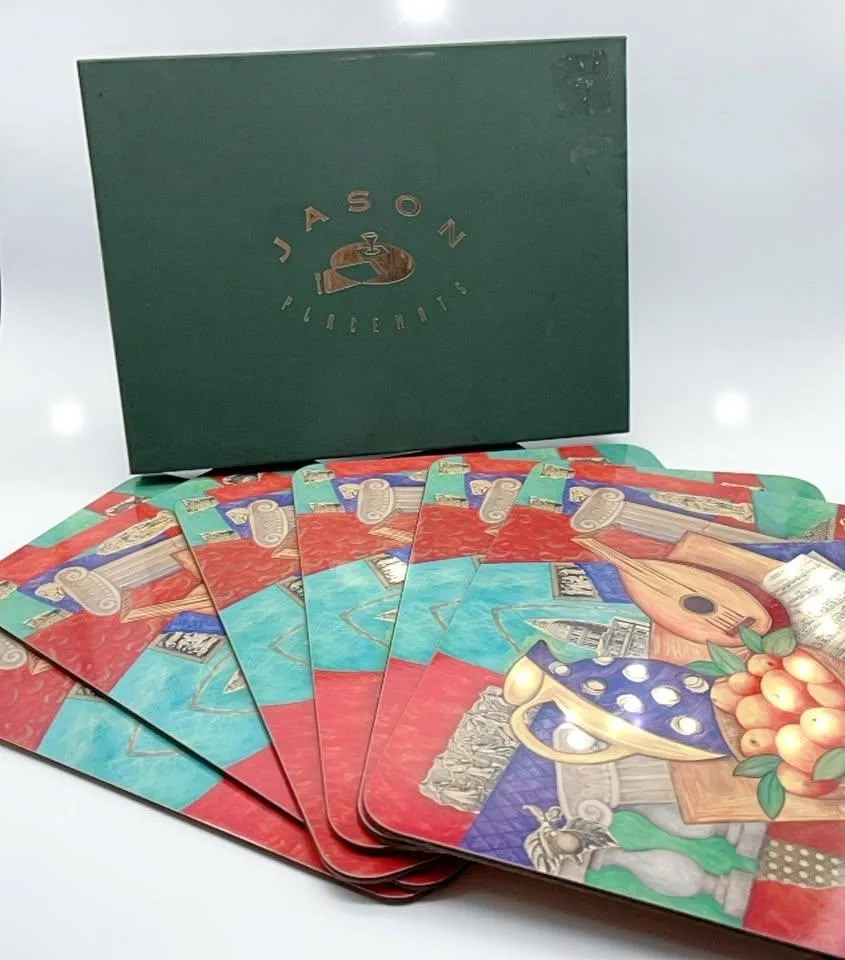 Colorful placemats with artistic designs for 6 pcs with box thumbnail