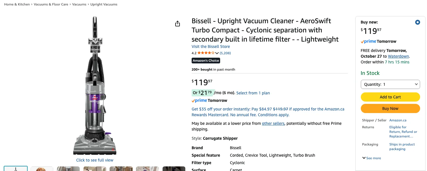 BISSELL AeroSwift Turbo Upright Vacuum — Bagless, Works Great image indicator(4)