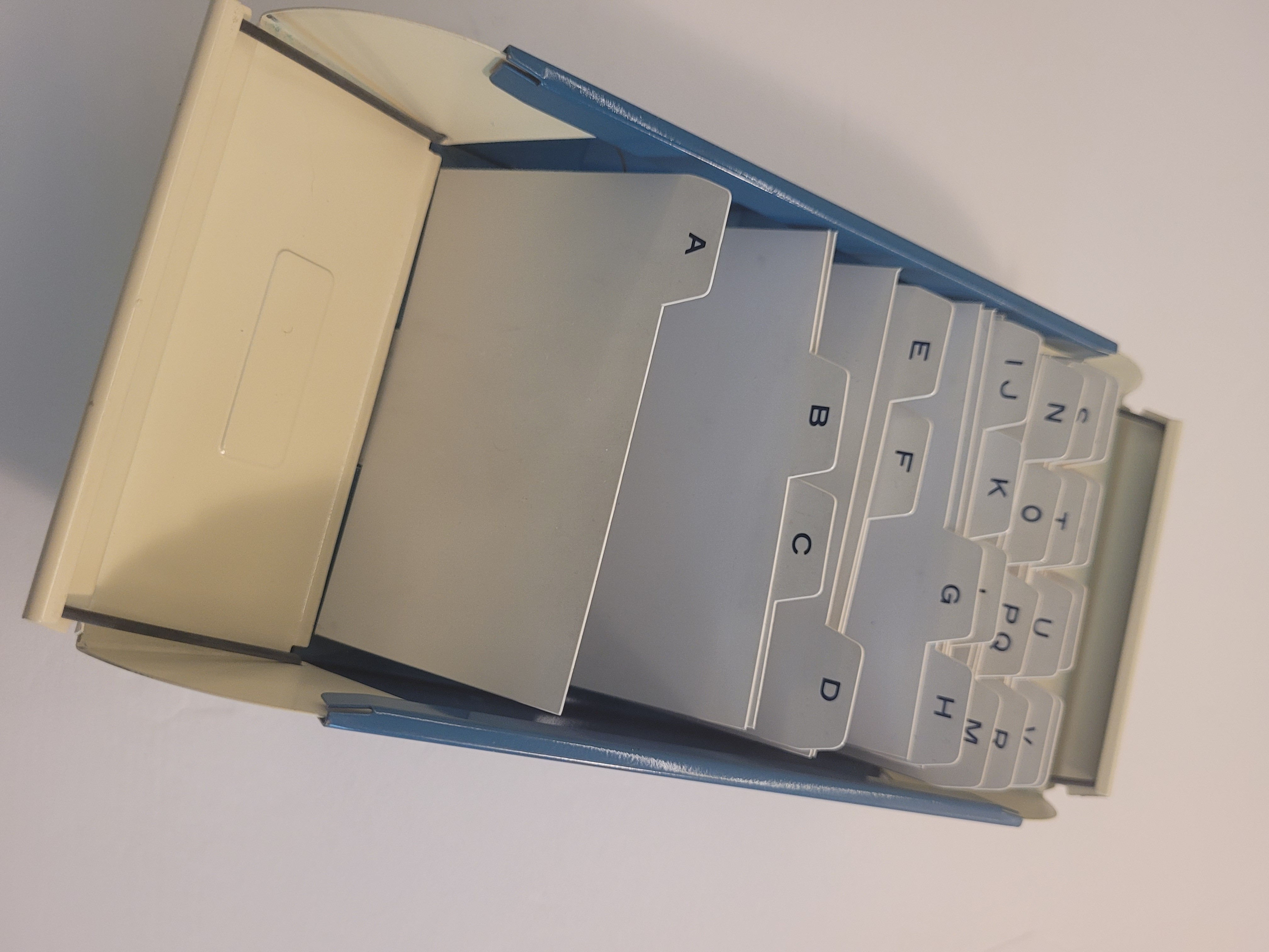 Vintage Blue/White Metal Business Cards Holder with Index Cards - photo 4
