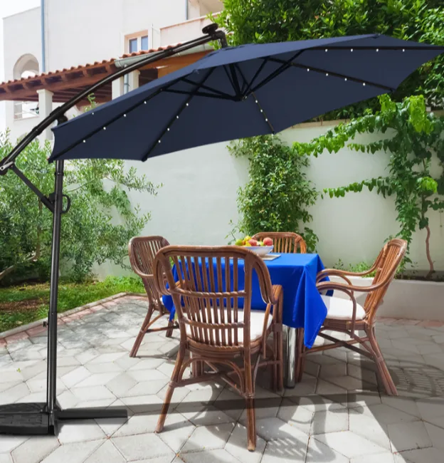 Costway 10FT Patio Offset Umbrella Solar LED 360degrees Rotation thumbnail