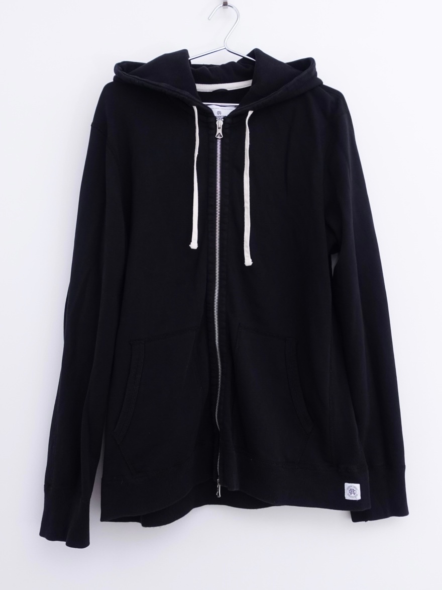 Reigning Champ Black Classic Terry Full Zip Hoodie - L