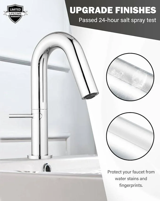 Polished Chrome Bathroom Faucets 1 Hole with 360° Swivel Spout image indicator(3)