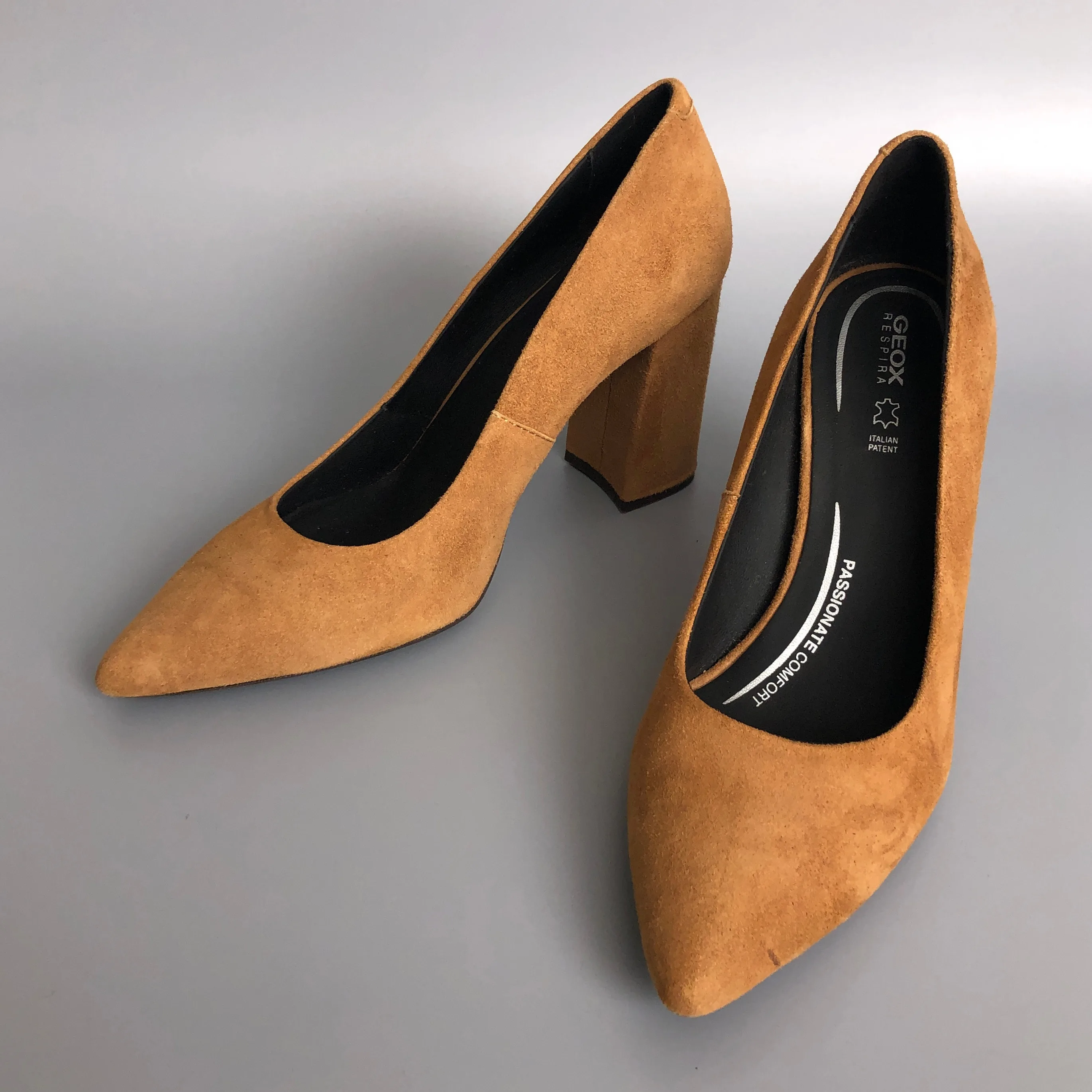 Tan Leather Suede Geox Heels thumbnail