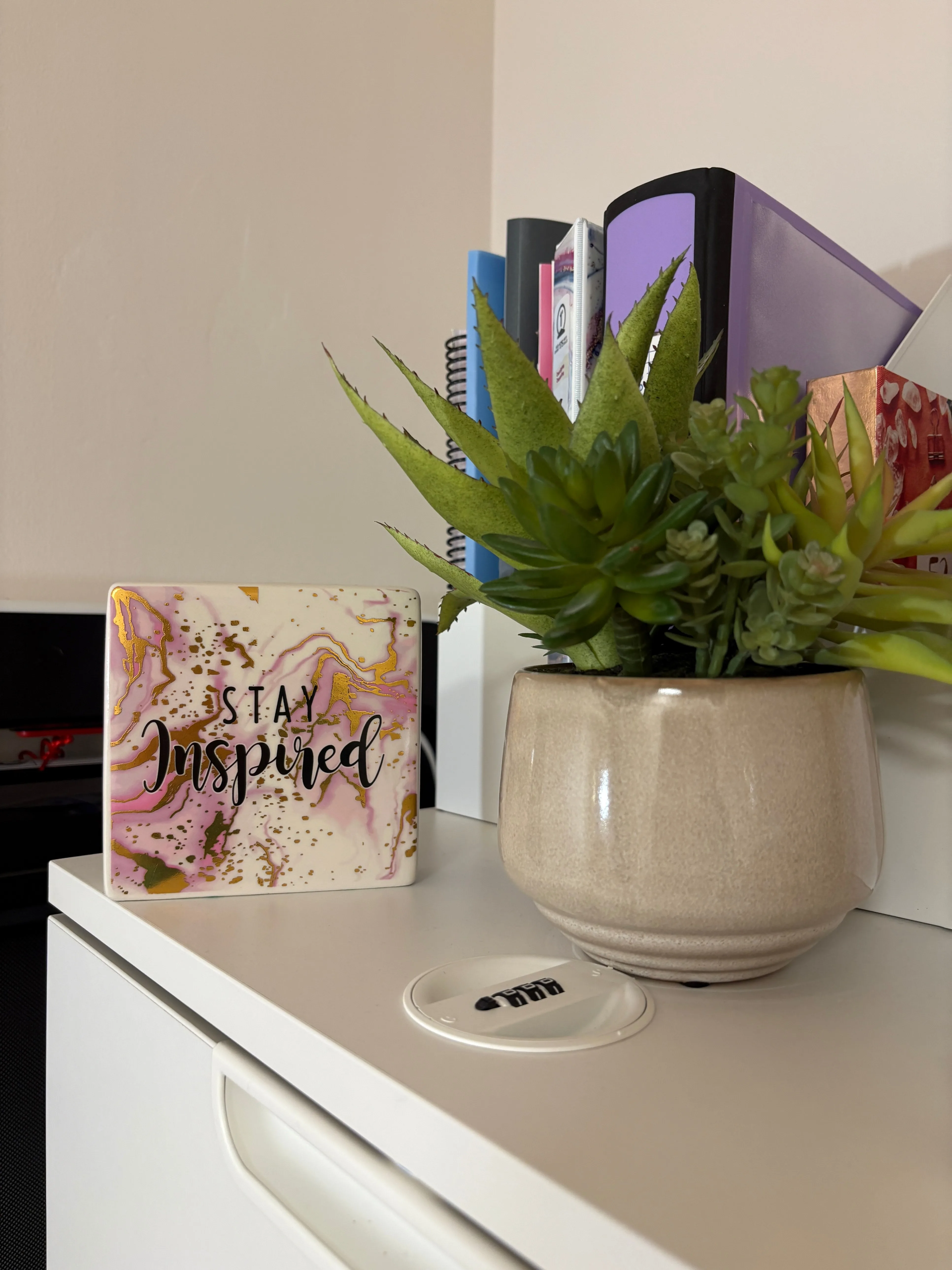 Office Decor - Stay Inspired Pink & Gold image indicator(3)