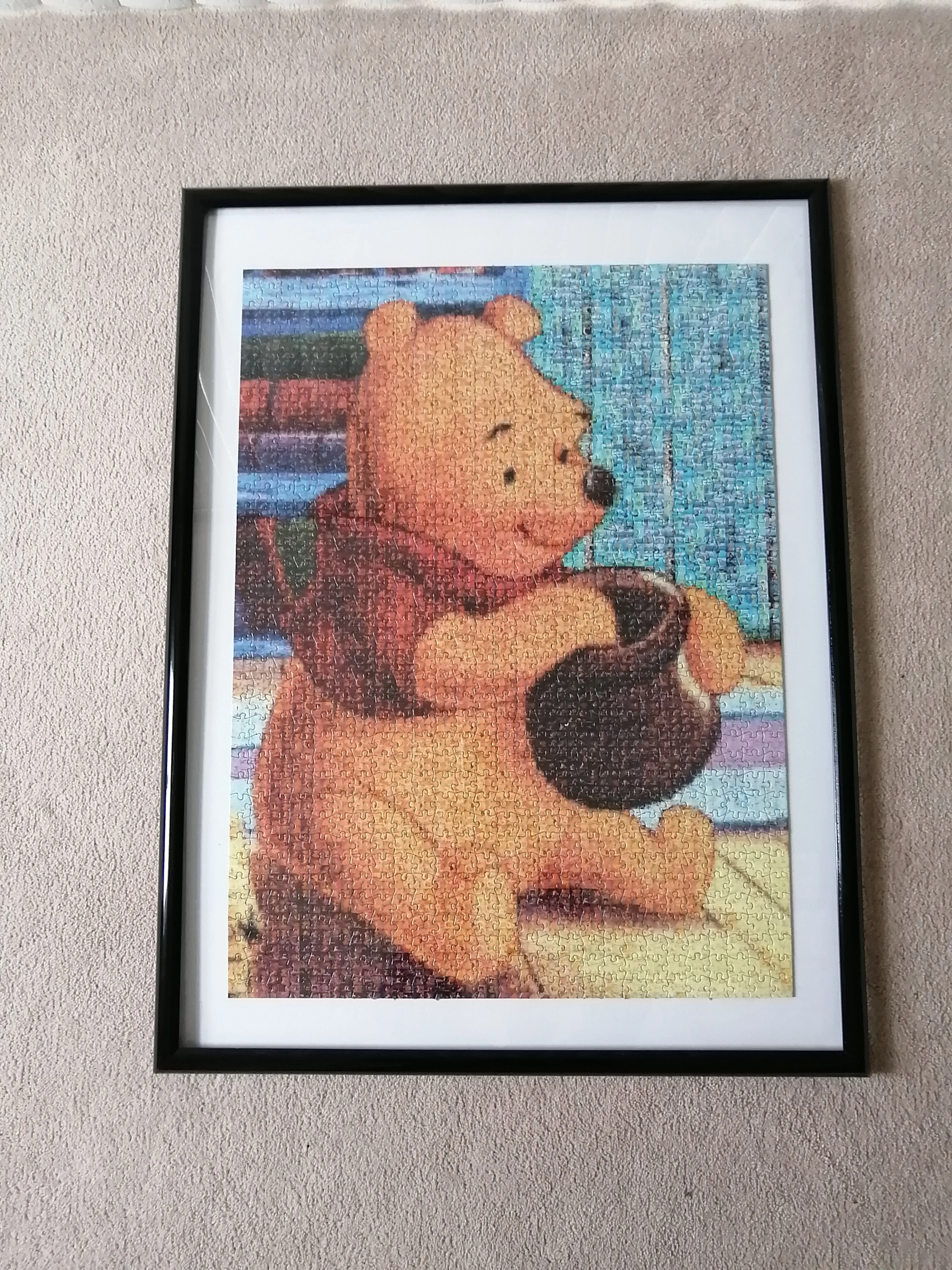 MINT FRAMED 1990s Disney Photomosaic Winnie the Pooh Puzzle thumbnail