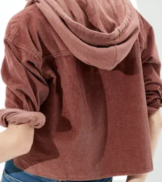 American Eagle Outfitters New Cropped Corduroy Hooded Jacket image indicator(4)
