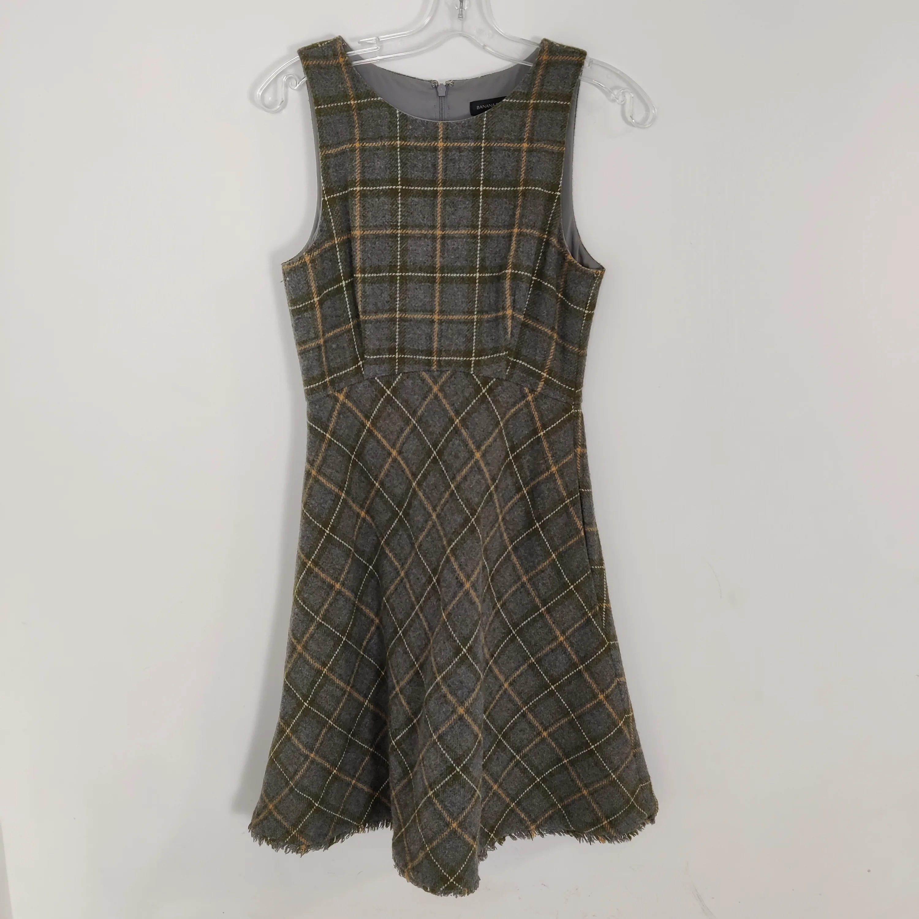 Banana Republic Women's Plaid Fit & Flare Dress Wool Size 6 thumbnail