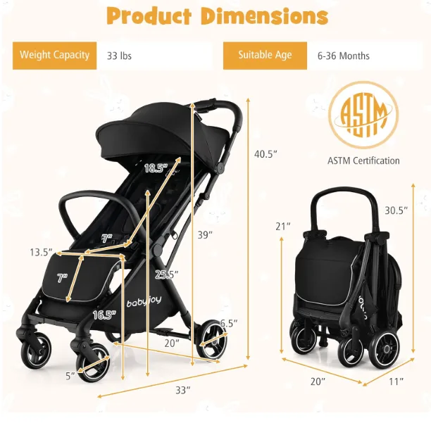 BABY JOY Lightweight Baby Stroller image indicator(6)