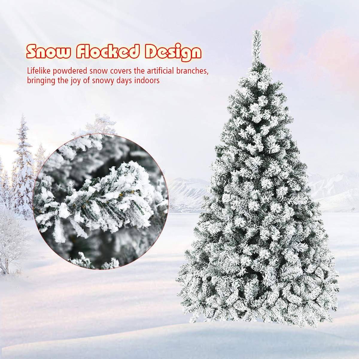 Goplus 6ft Pre-lit Snow Flocked Christmas Tree