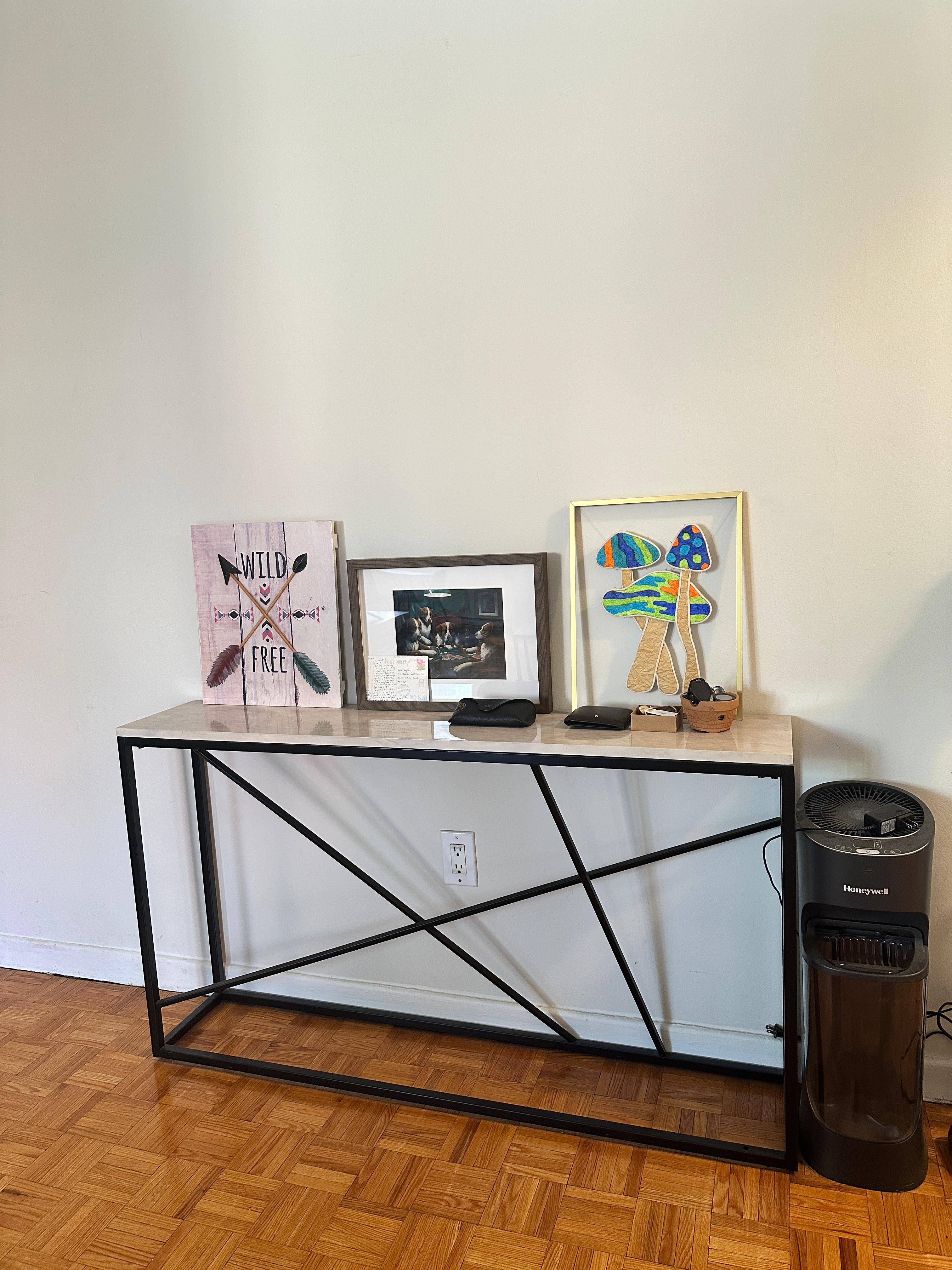 Modern Entry Console Table with Marble-Look Top - photo 2
