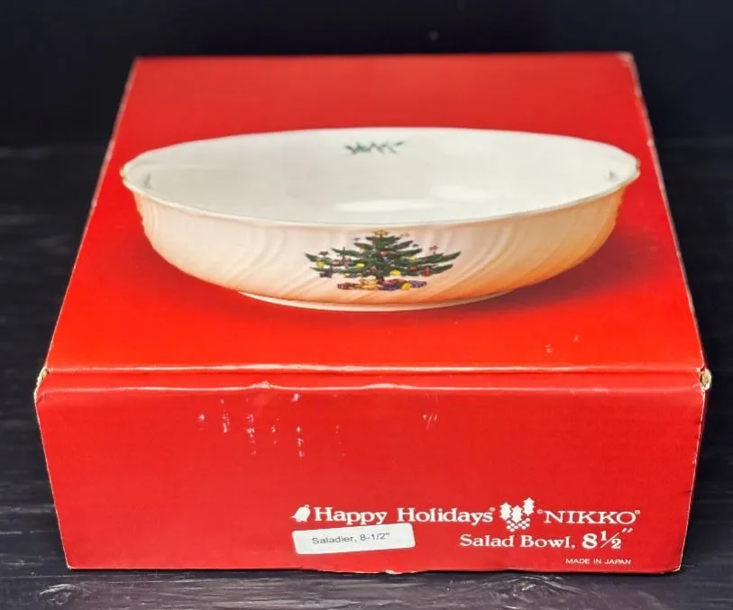Nikko Happy Holidays Christmas Tree Theme Salad Bowl New image indicator(2)