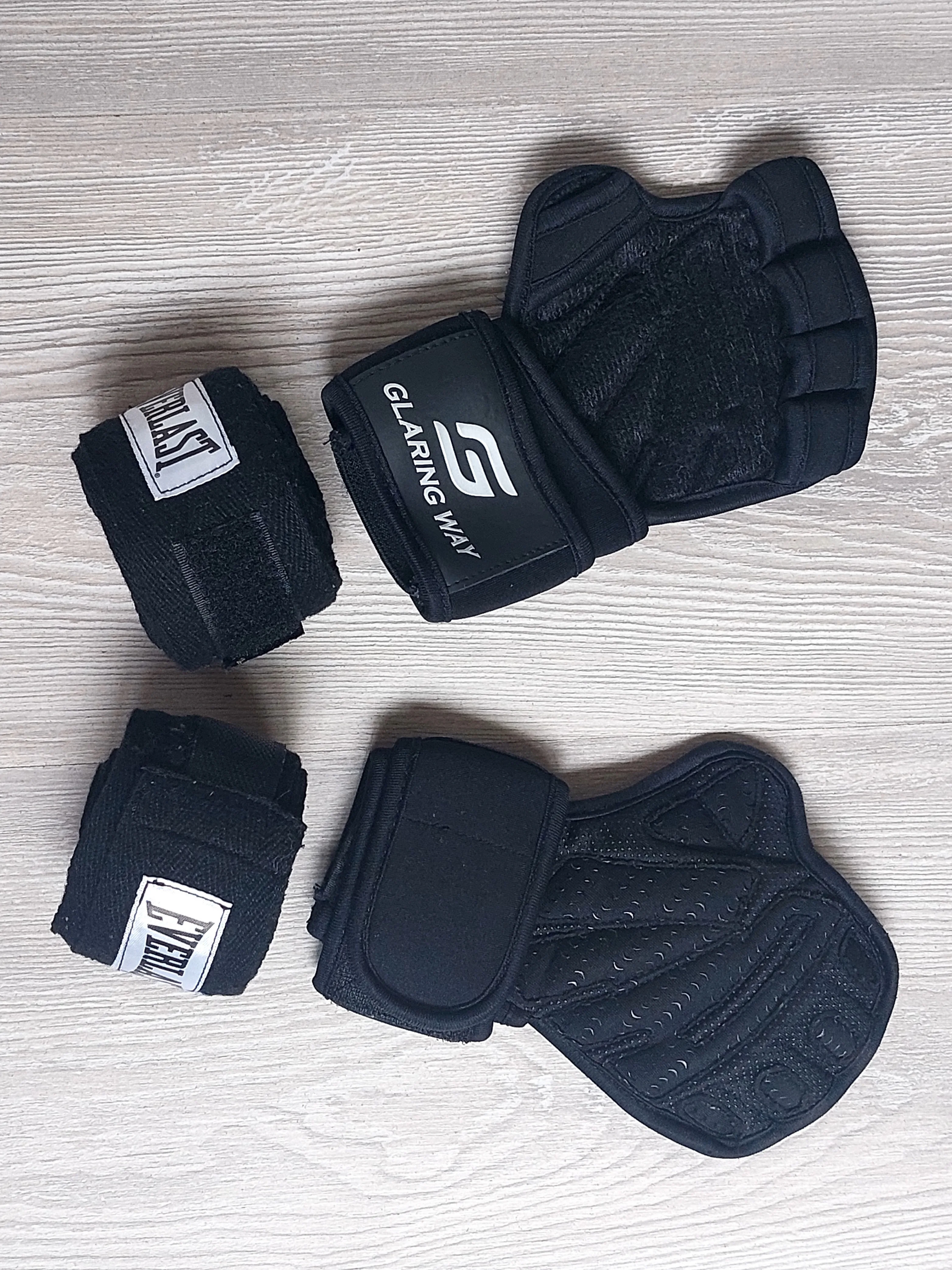 X-Small Padded Weight Lifting Gloves and Hand Wraps thumbnail