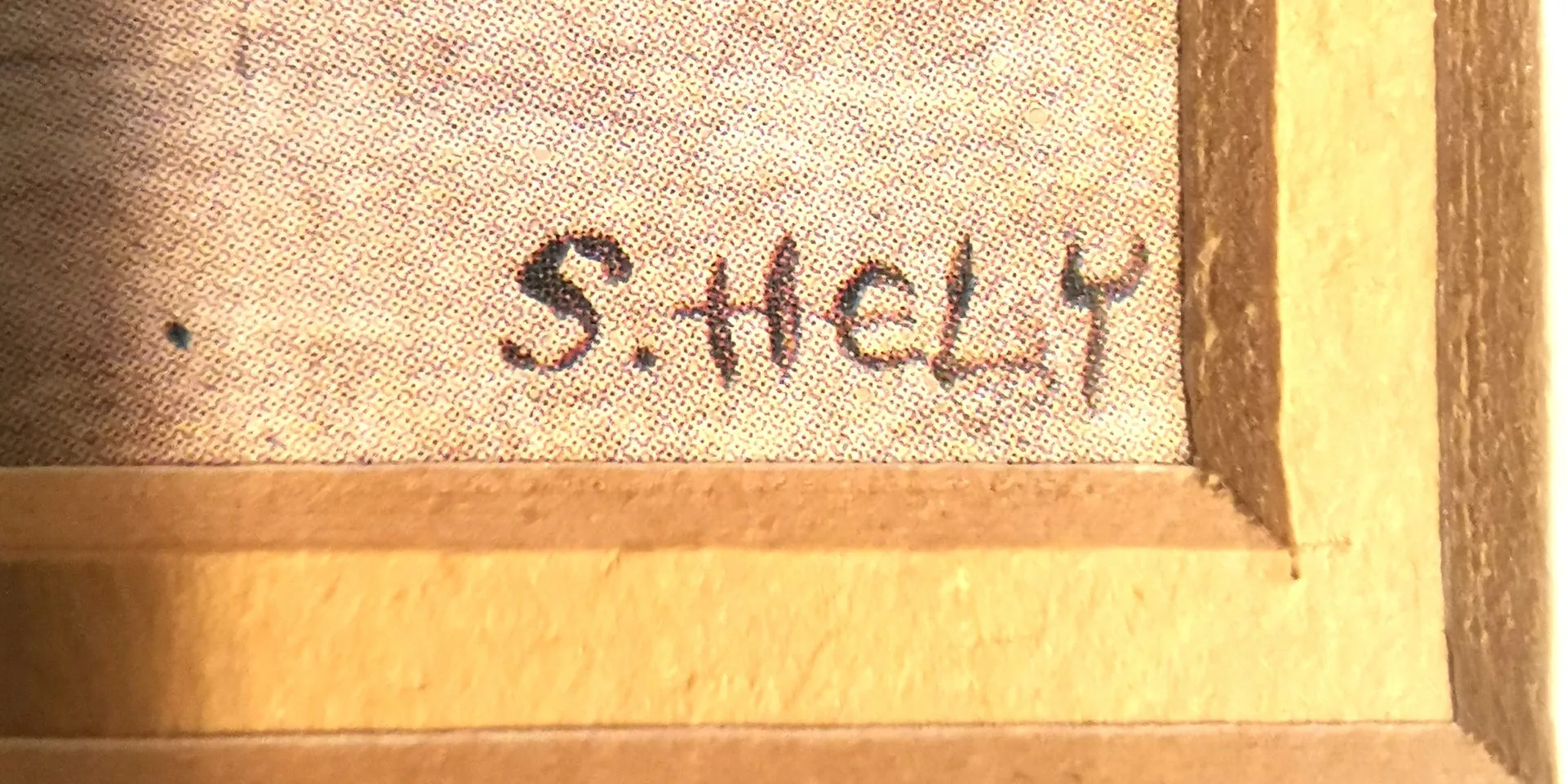 S. Hely” Vintage Floral Print 15″ × 13″ Signed Framed Sunflower image indicator(9)