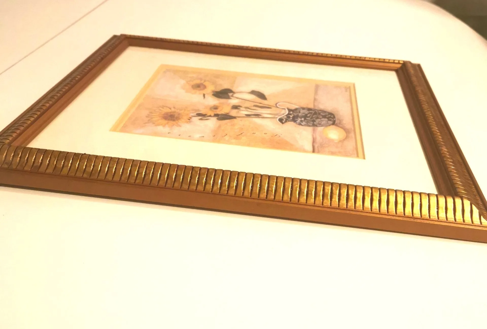 S. Hely” Vintage Floral Print 15″ × 13″ Signed Framed Sunflower image indicator(8)