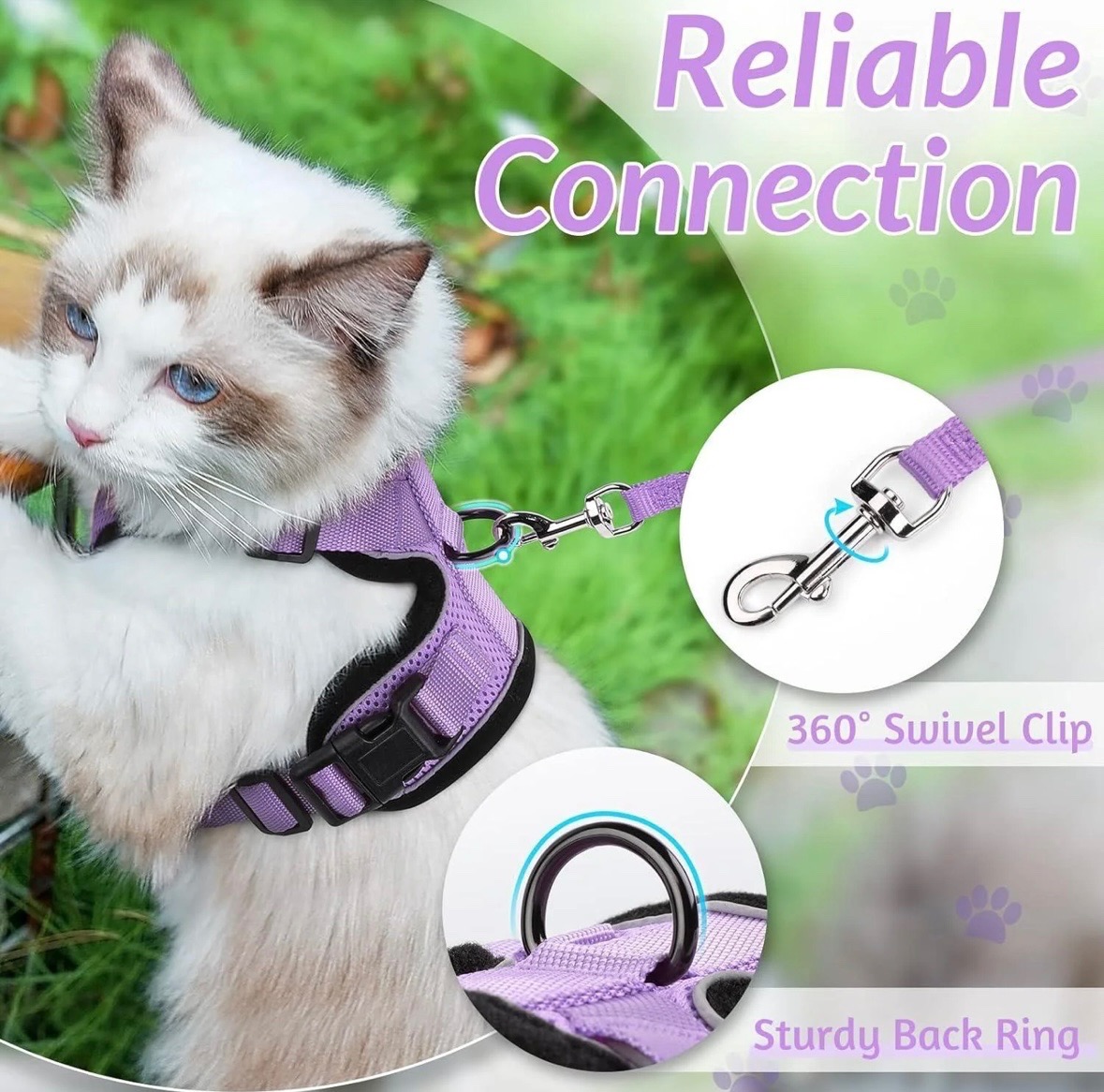 RABBITGOO Lilac Purple Cat Harness & Leash Size Medium - photo 5