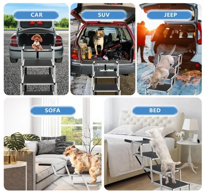 Dog Stairs for Large Dogs, 5 Step Non-Slip, Aluminum Lightweight image indicator(4)