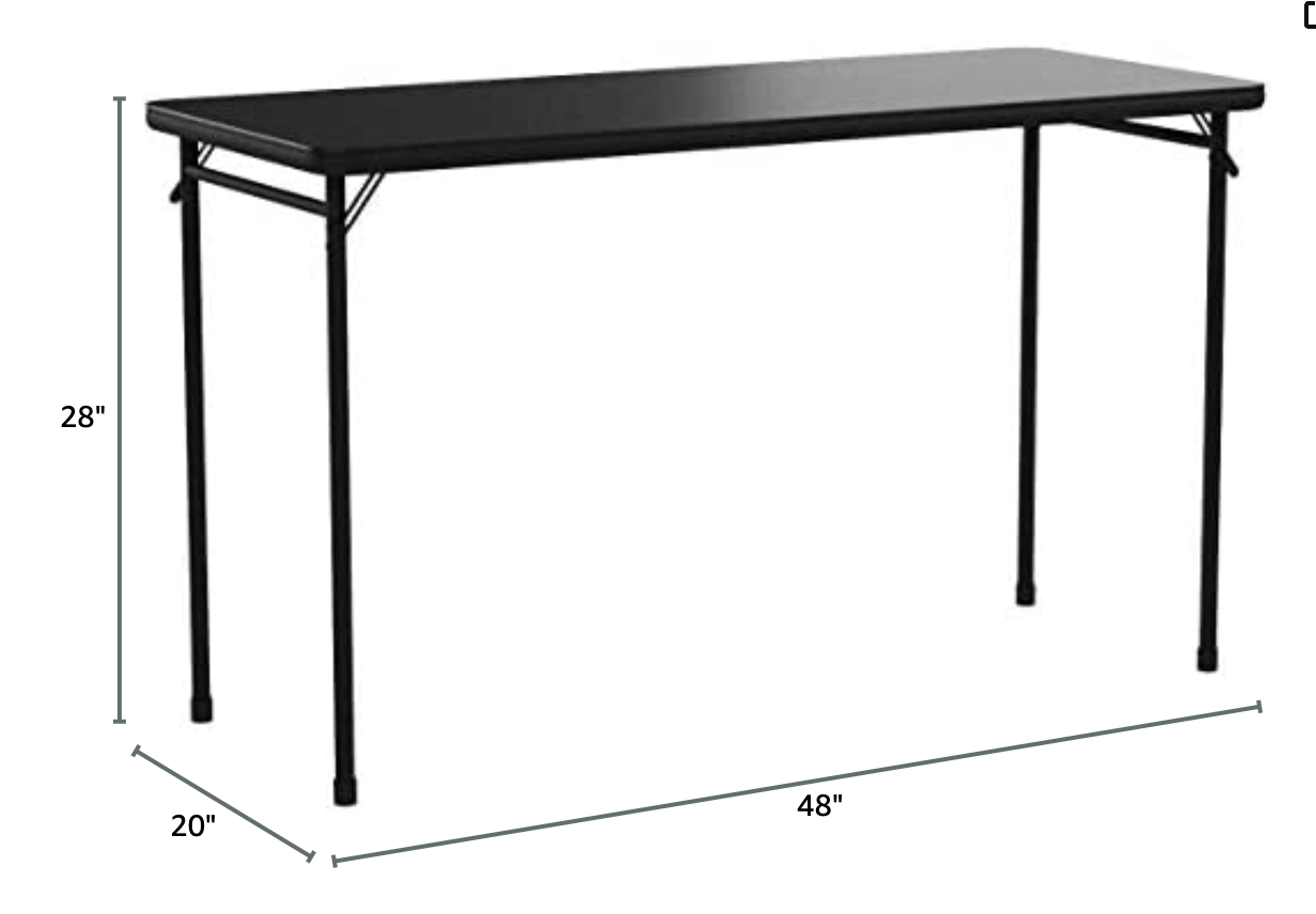 20” x 48” Folding Table – Black Vinyl Top, 28” Height