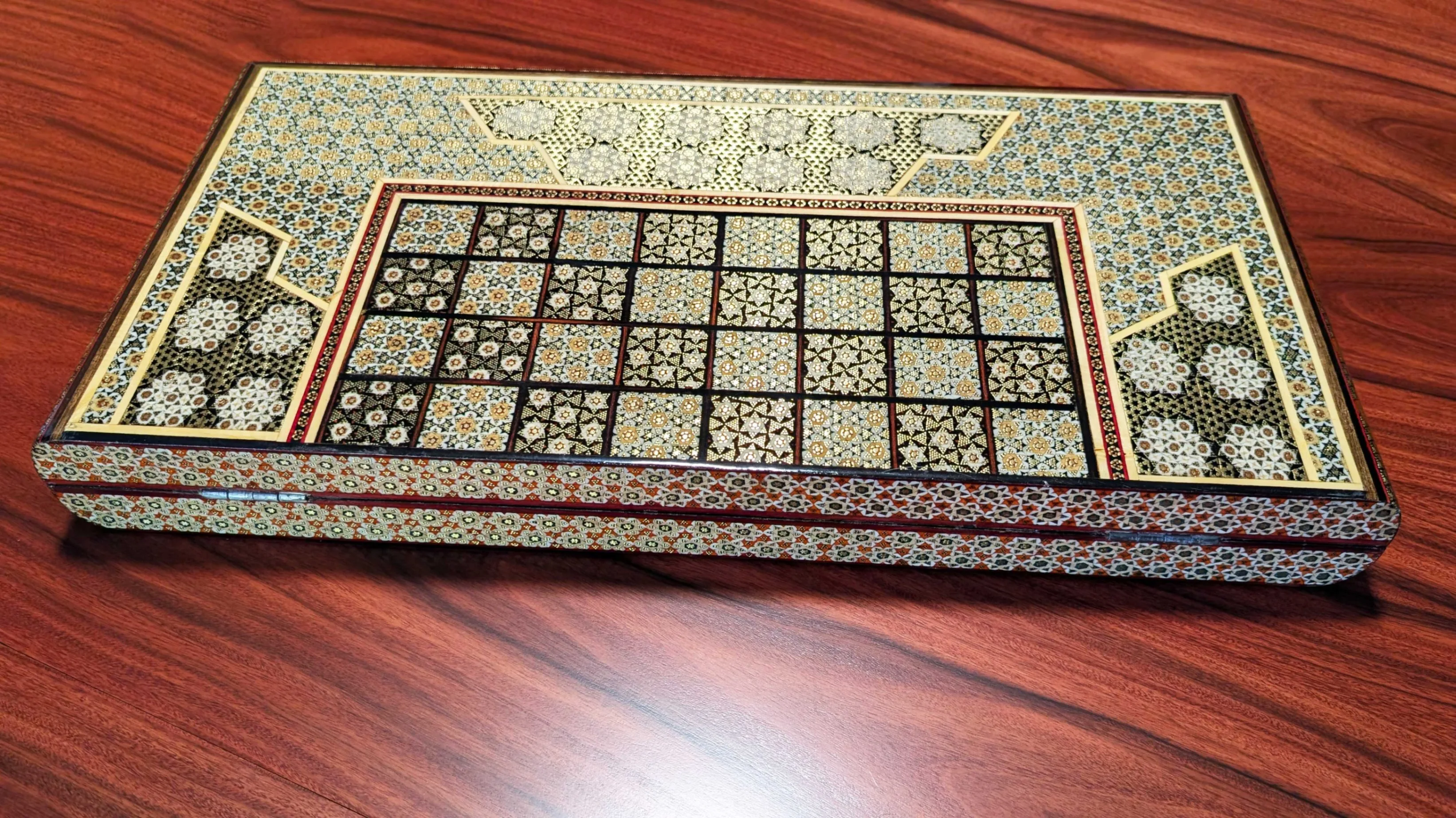 Handmade Persian Khatamkari Backgammon Board – Floral Inlay image indicator(3)