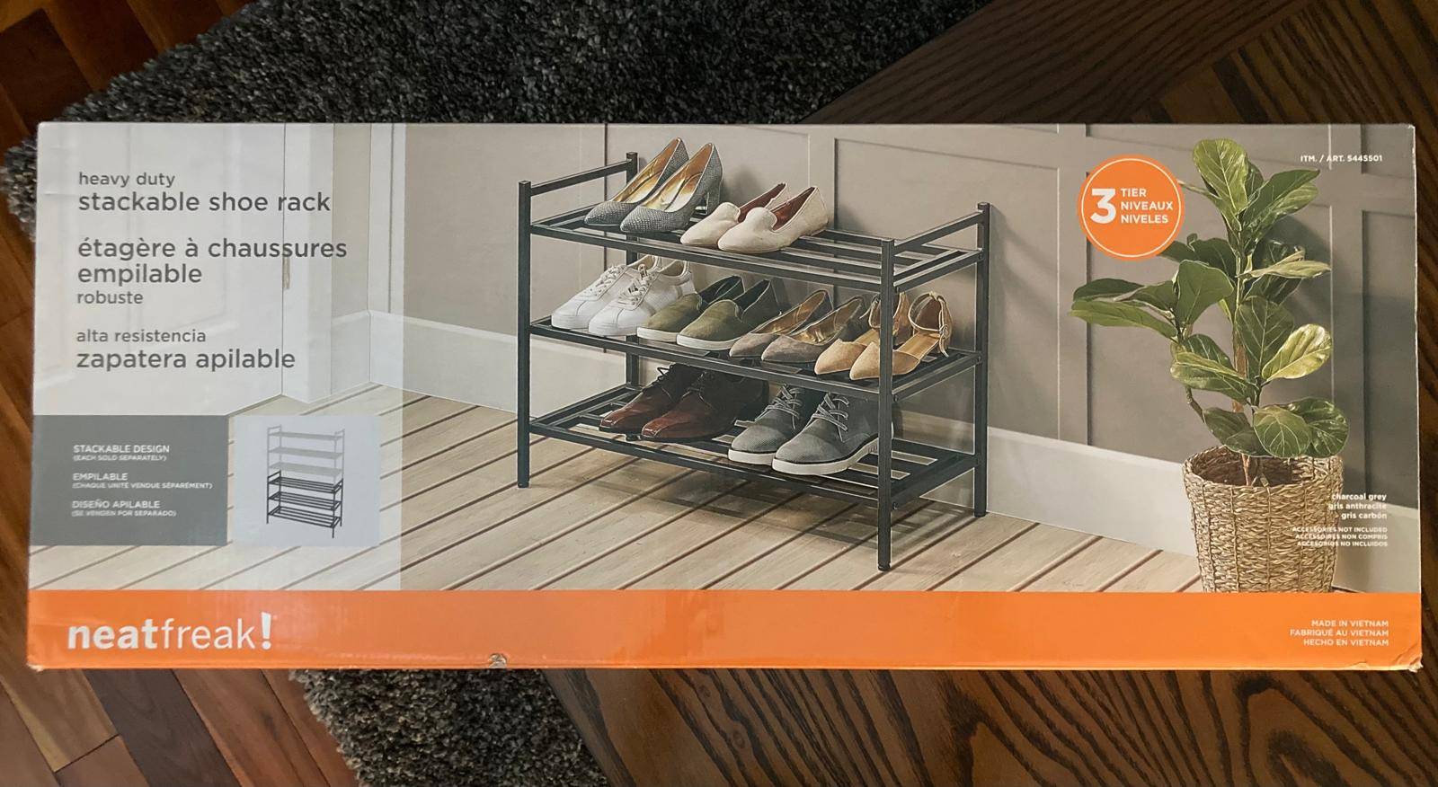 Neatfreak 3-Tier Stackable Shoe Rack – Holds 12 Pairs
