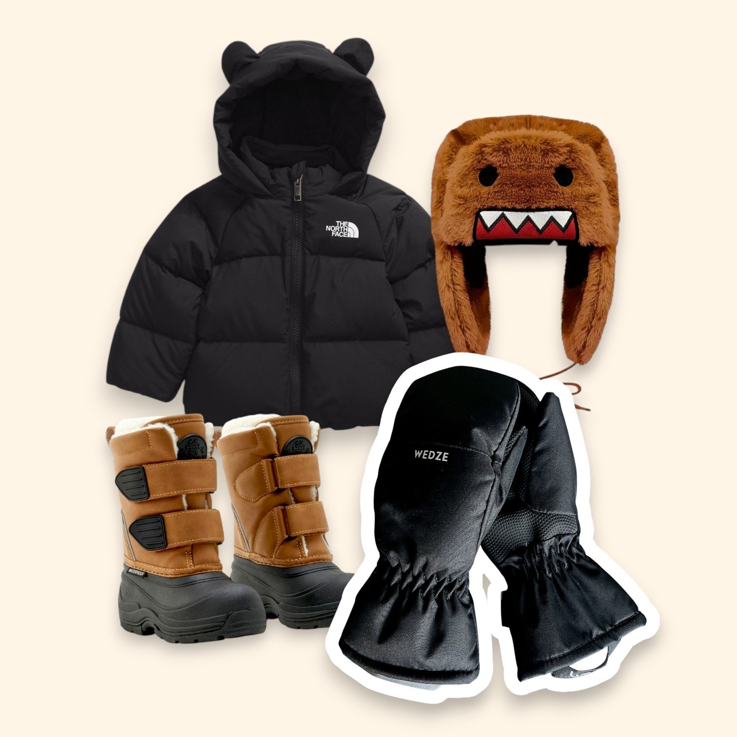 Wedze Kids Black Mittens | Waterproof Winter Gloves | Size Small - photo 2