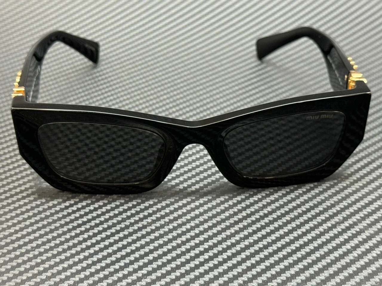 Miu Miu 09WS 1AB5S0 Black Gold Cat-Eye Women’s Sunglasses 53mm image indicator(3)