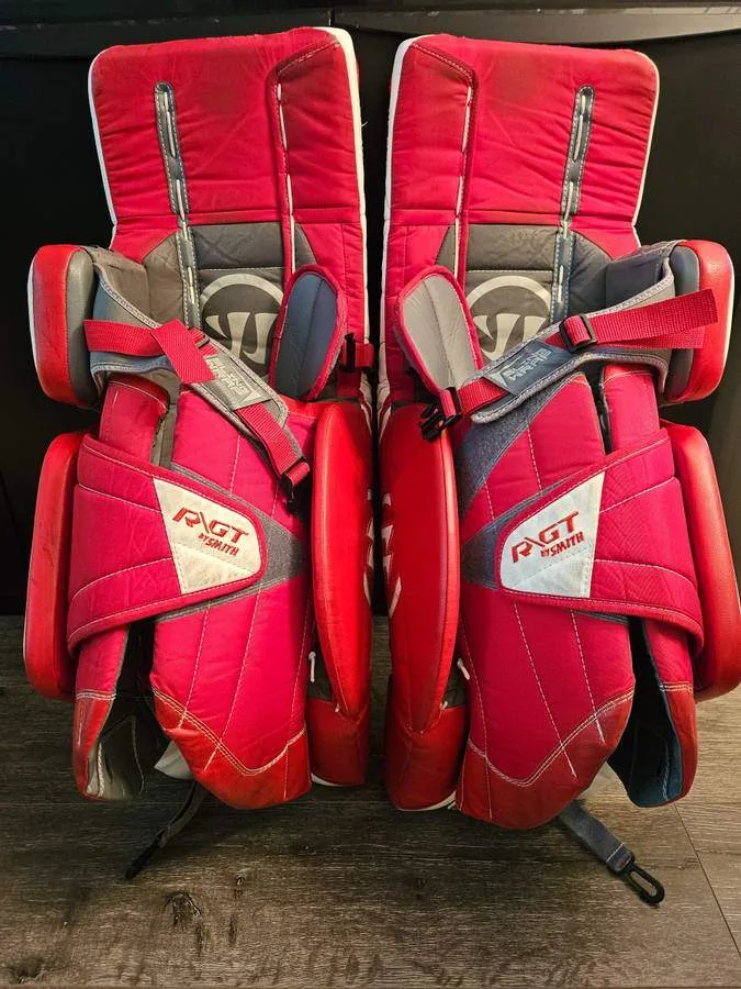 Warrior Ritual GT Pro Hockey Goalie Pads Custom Red White 30+2 image indicator(2)