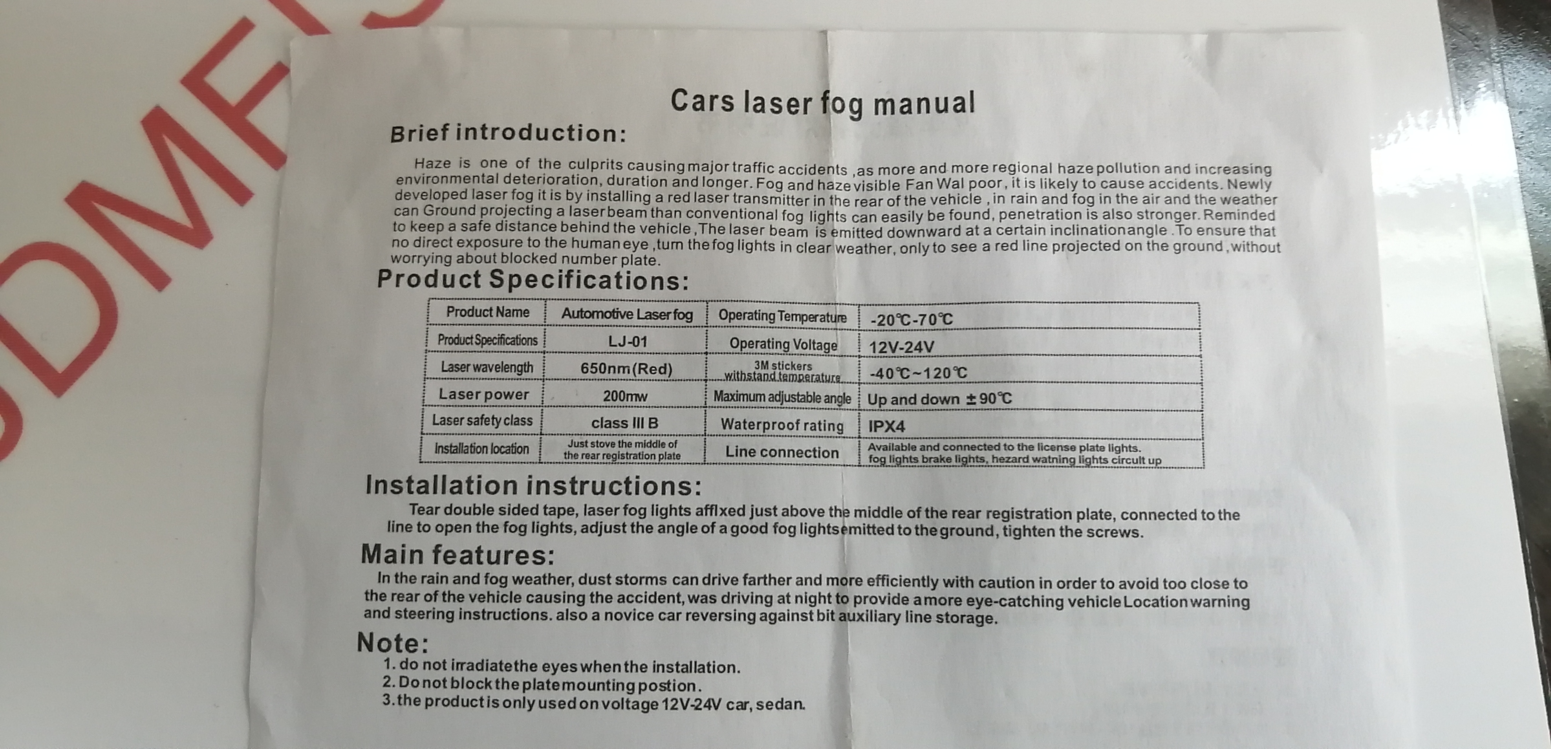 BRAND NEW Rear DENSE FOG Warning Light for All Vehicles - photo 5