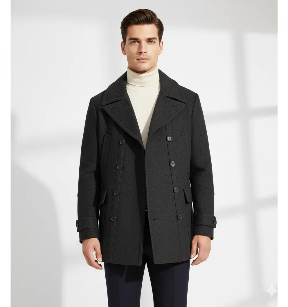 🧥 ZARA MAN Charcoal Wool Coat - Classic, Men (XL) - Edmonton thumbnail