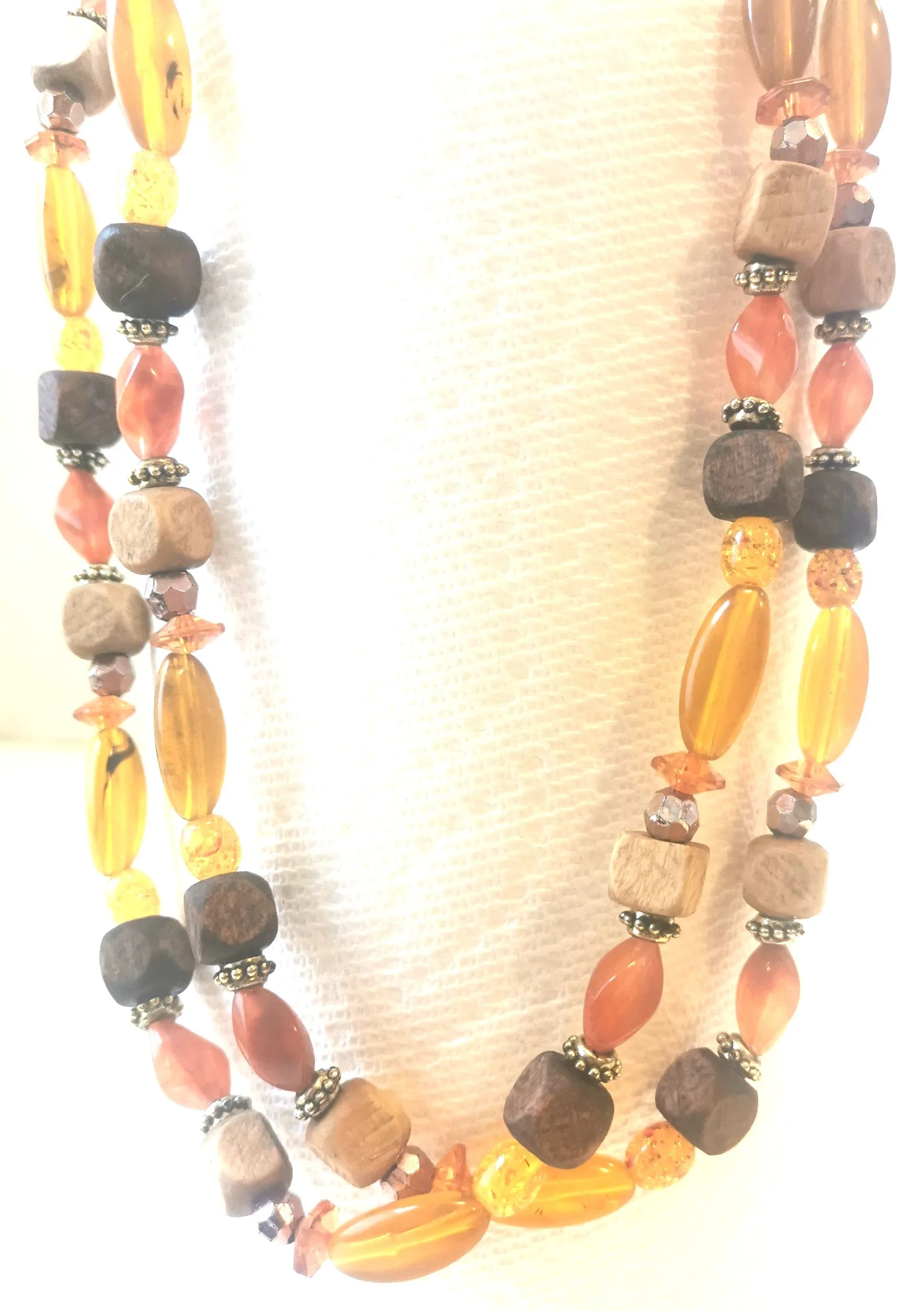 Necklace Amber Wooden Beaded Long 28 inches Vintage image indicator(8)