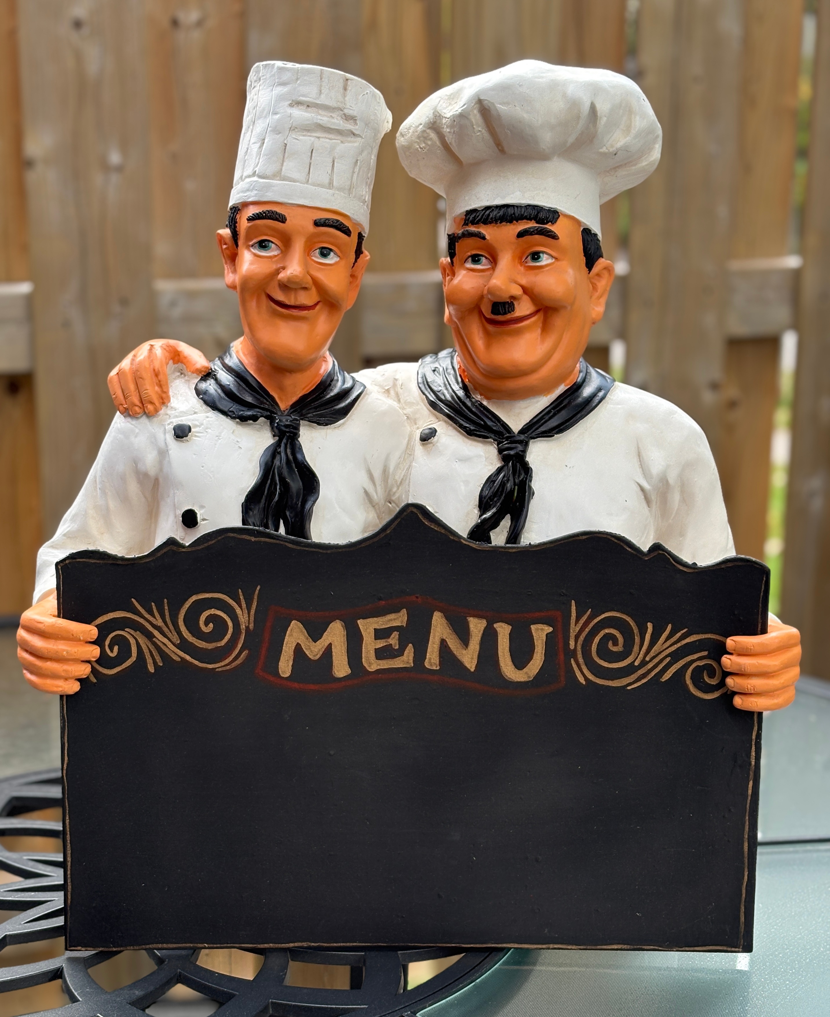 Laurel & Hardy Chef Menu Statue