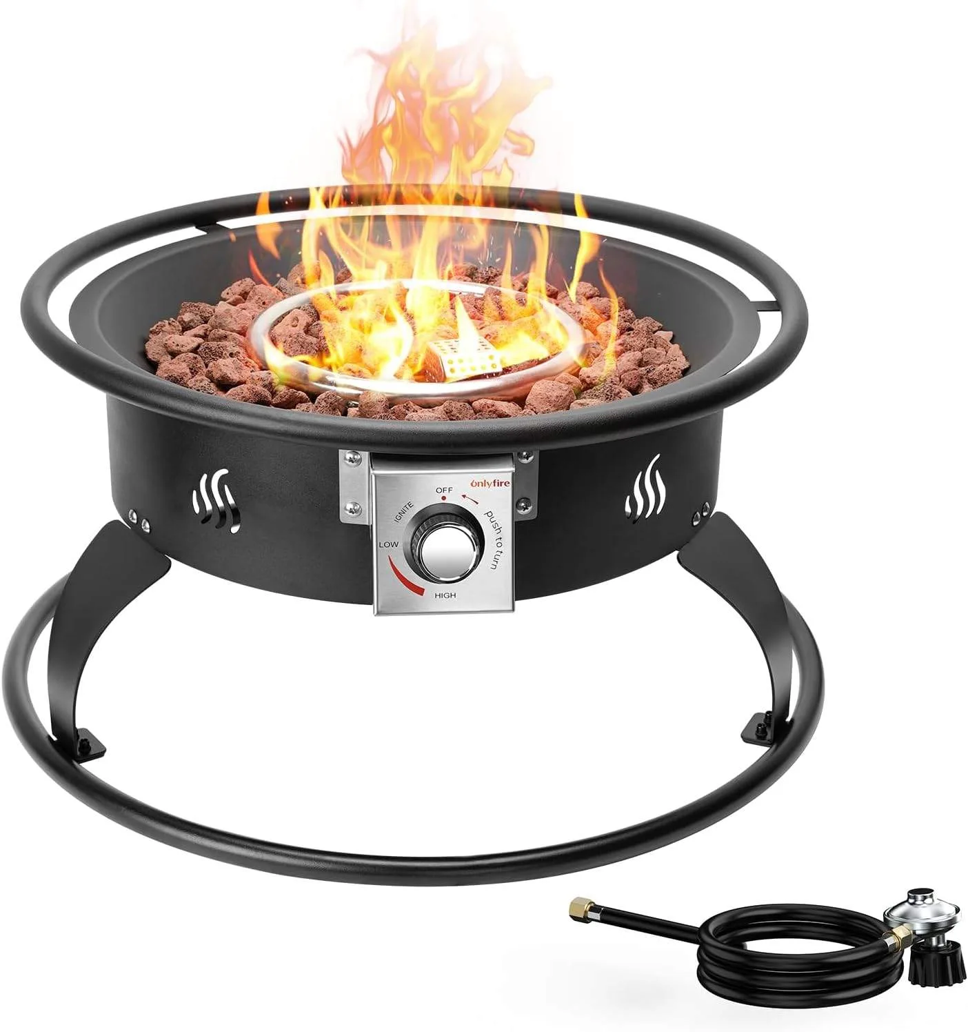 🔥 22" Portable Propane Fire Pit with Hose & Lava Rocks thumbnail