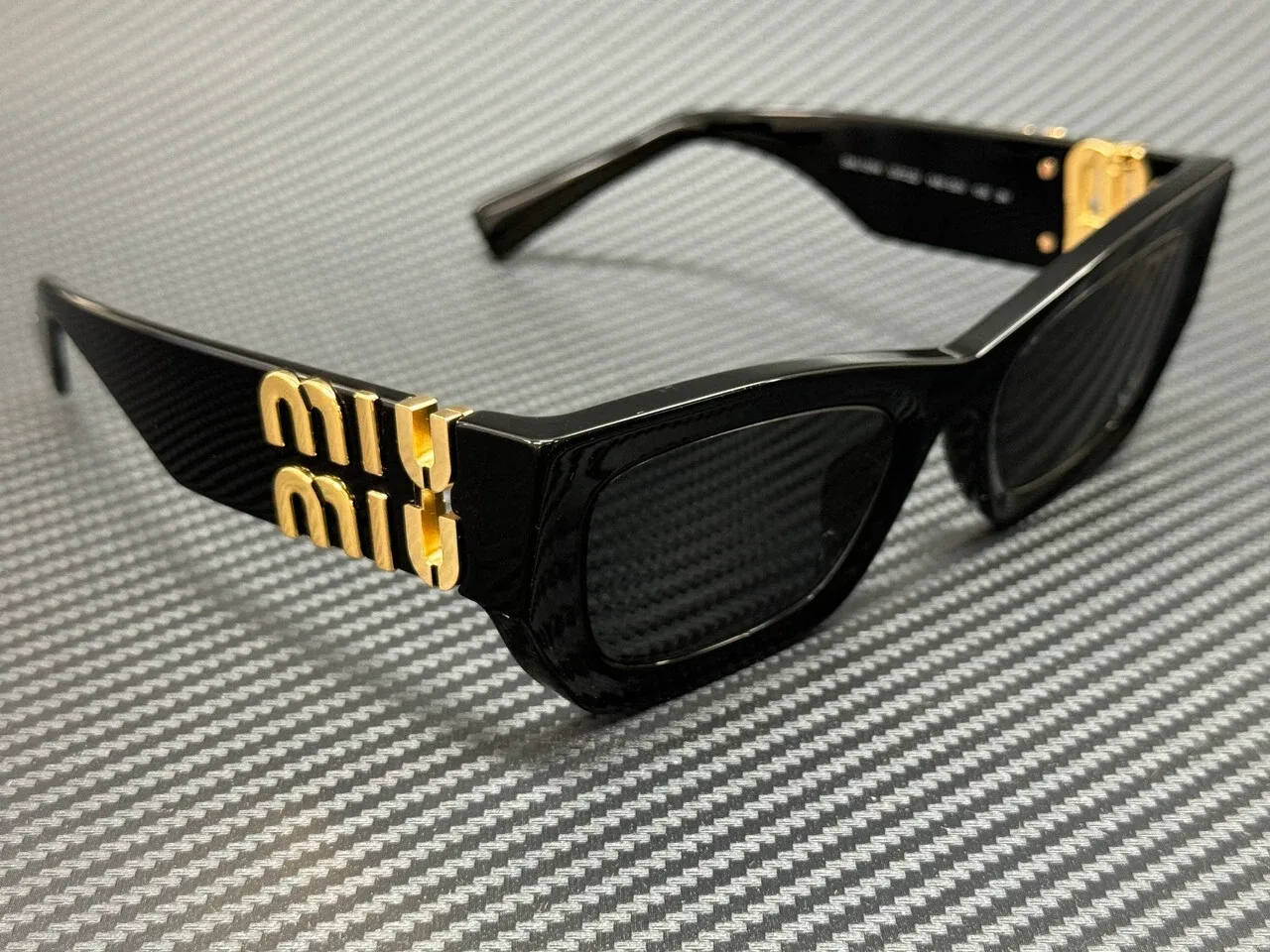 Miu Miu 09WS 1AB5S0 Black Gold Cat-Eye Women’s Sunglasses 53mm image indicator(4)