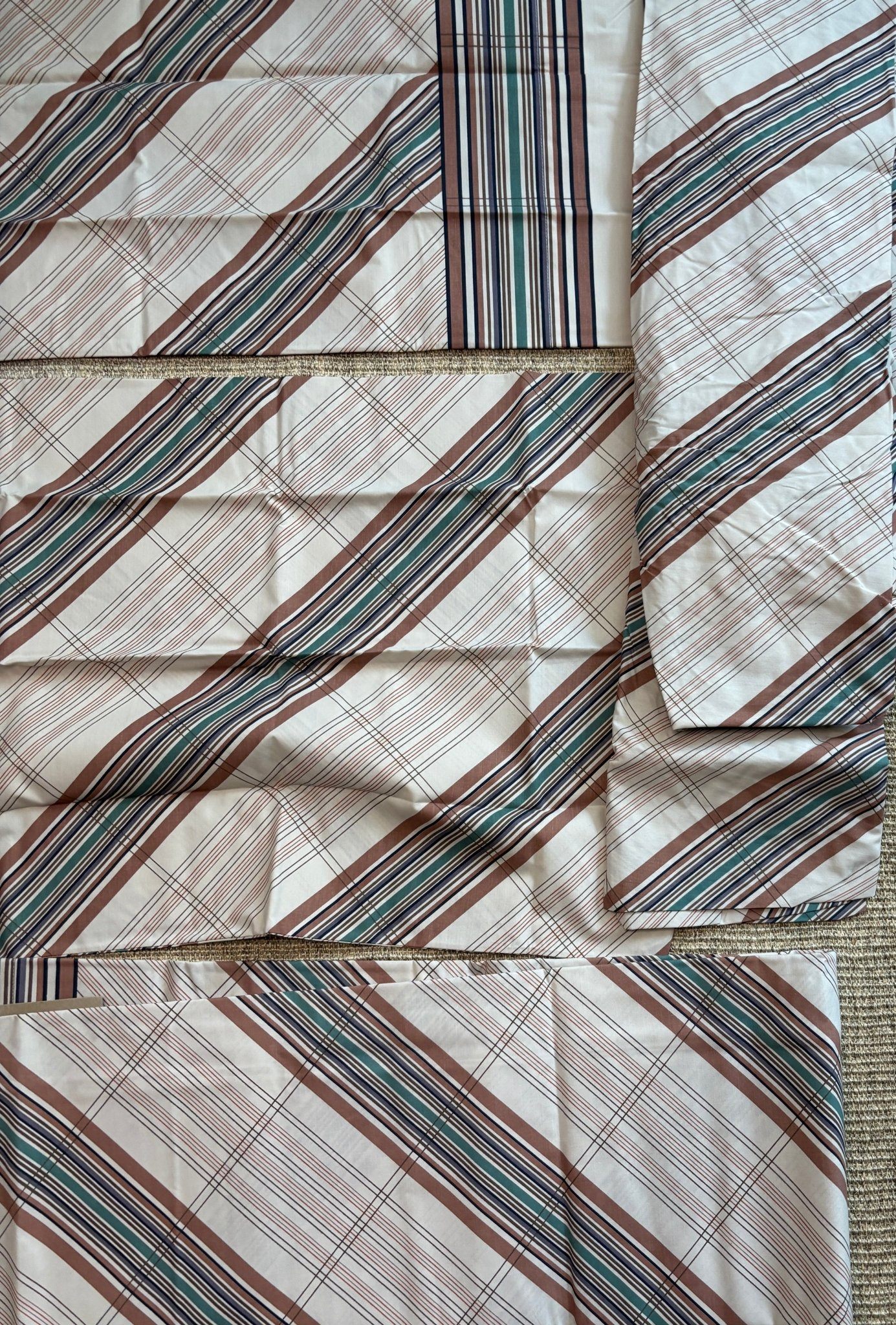 Made in USA Sears Roebuck Striped Percale Double Bed Sheet Set - photo 3