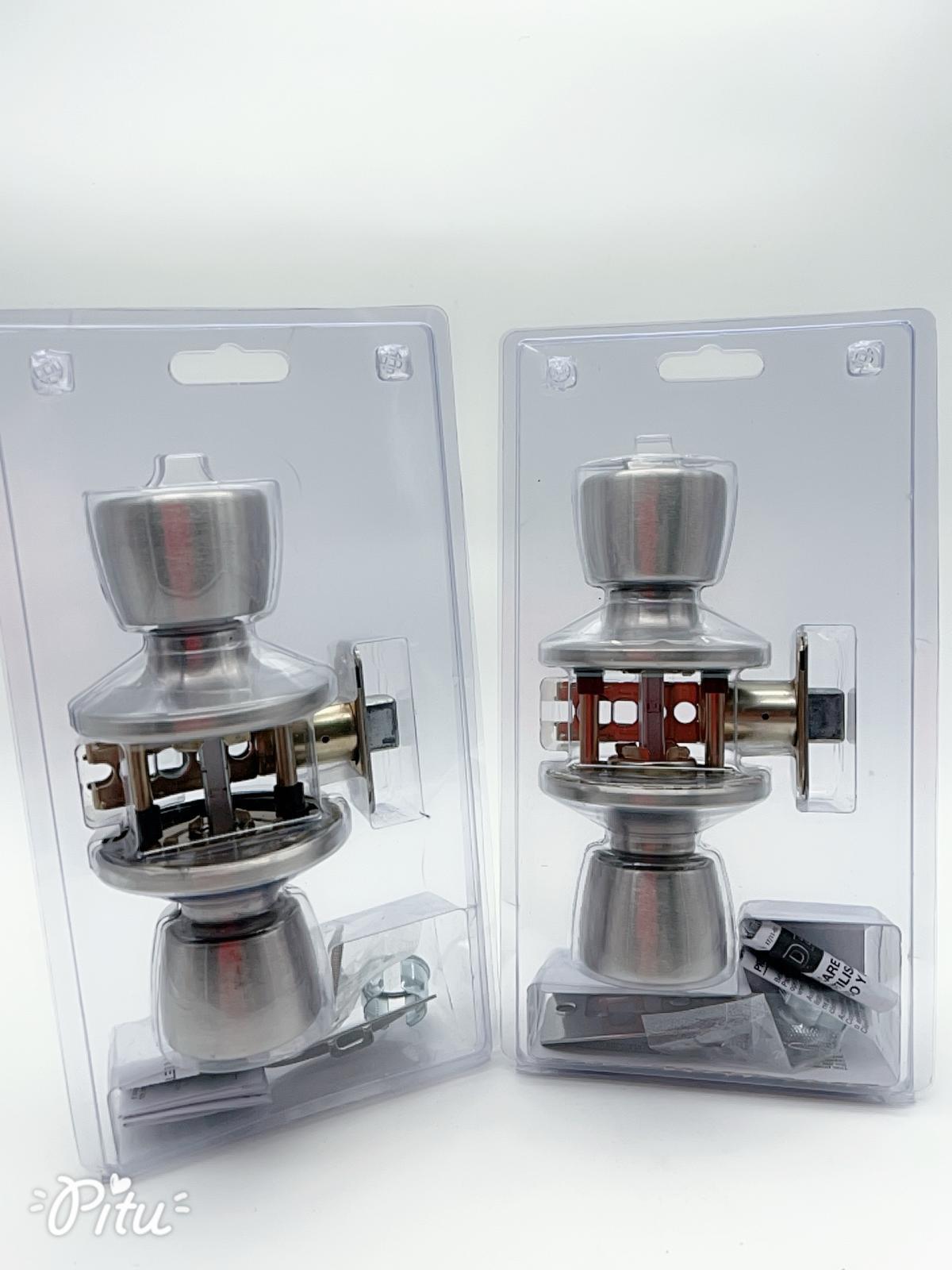 2 stainless steel door knob lock sets