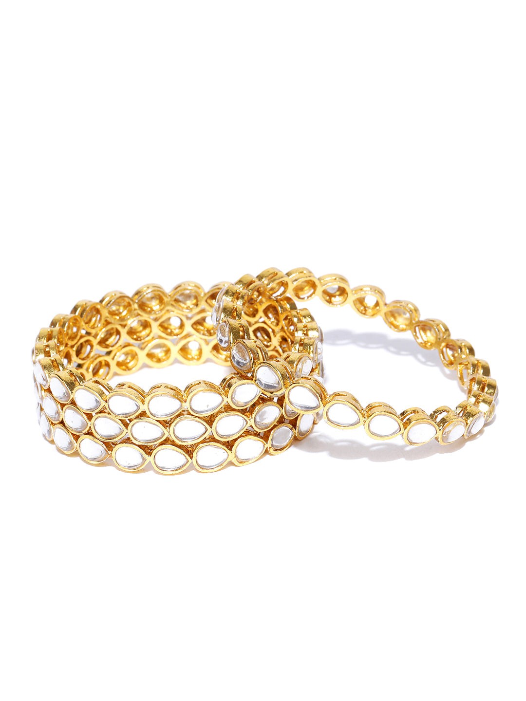 Primum Set of 4 Gold-Plated Kundan Studded Bangles for Women - photo 3